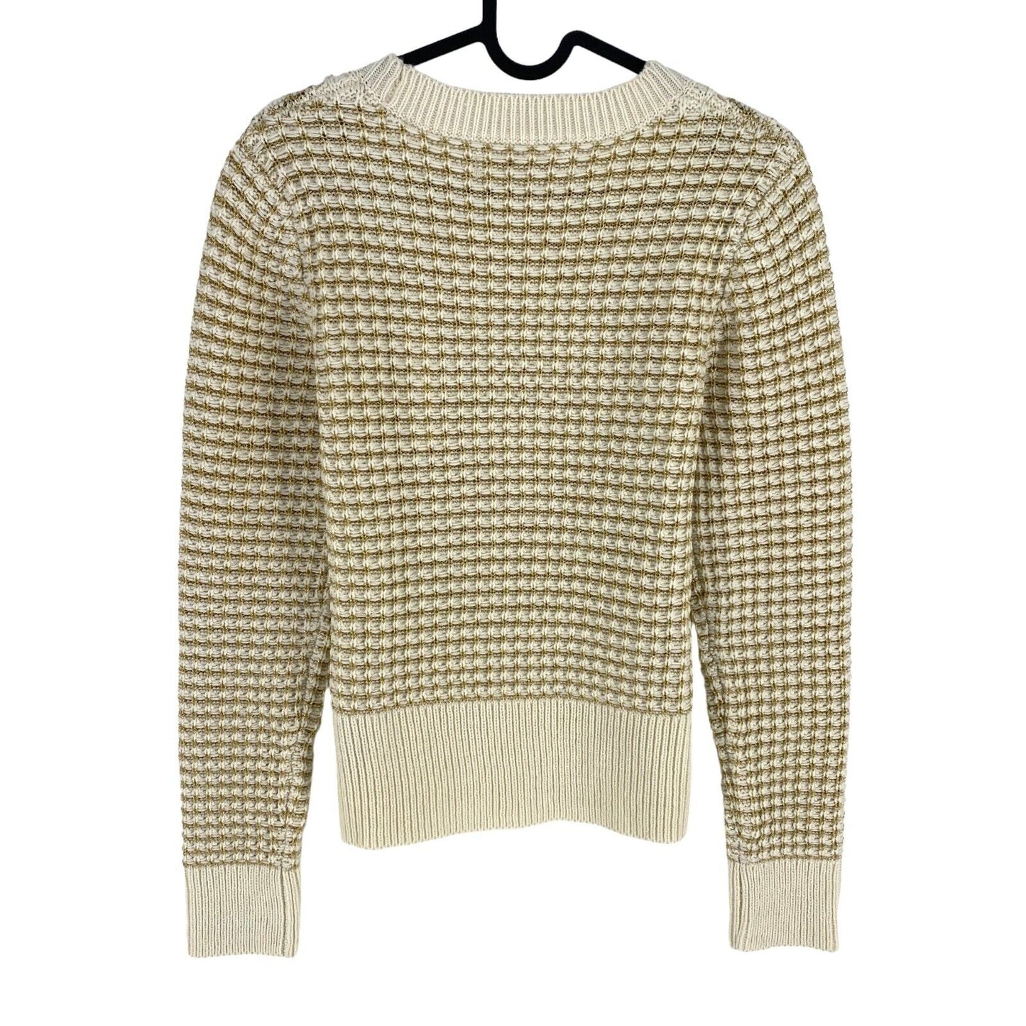 GUESS Beige / Or Crew Neck Sweater Jumper Pull Taille L