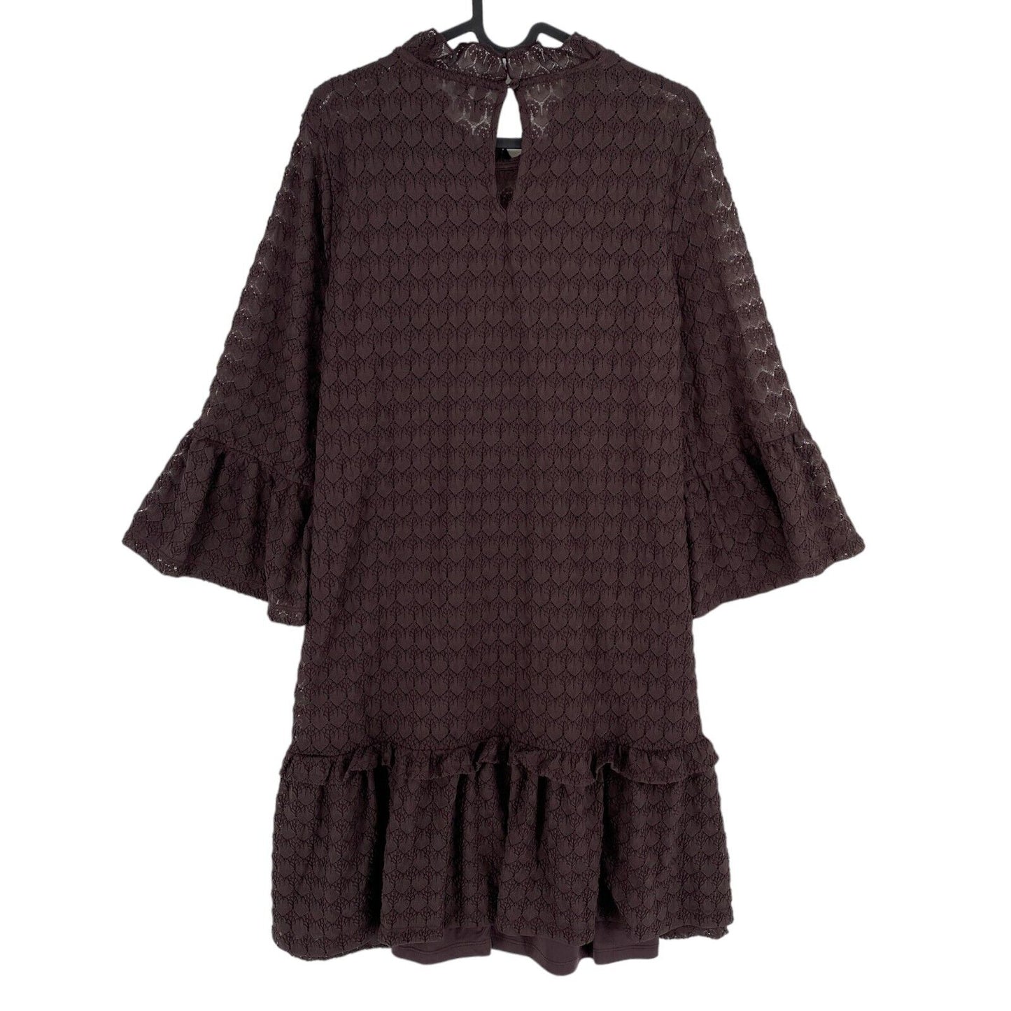 VERO MODA Women Brown 3/4 Sleeves Short Lace Dress Size XL