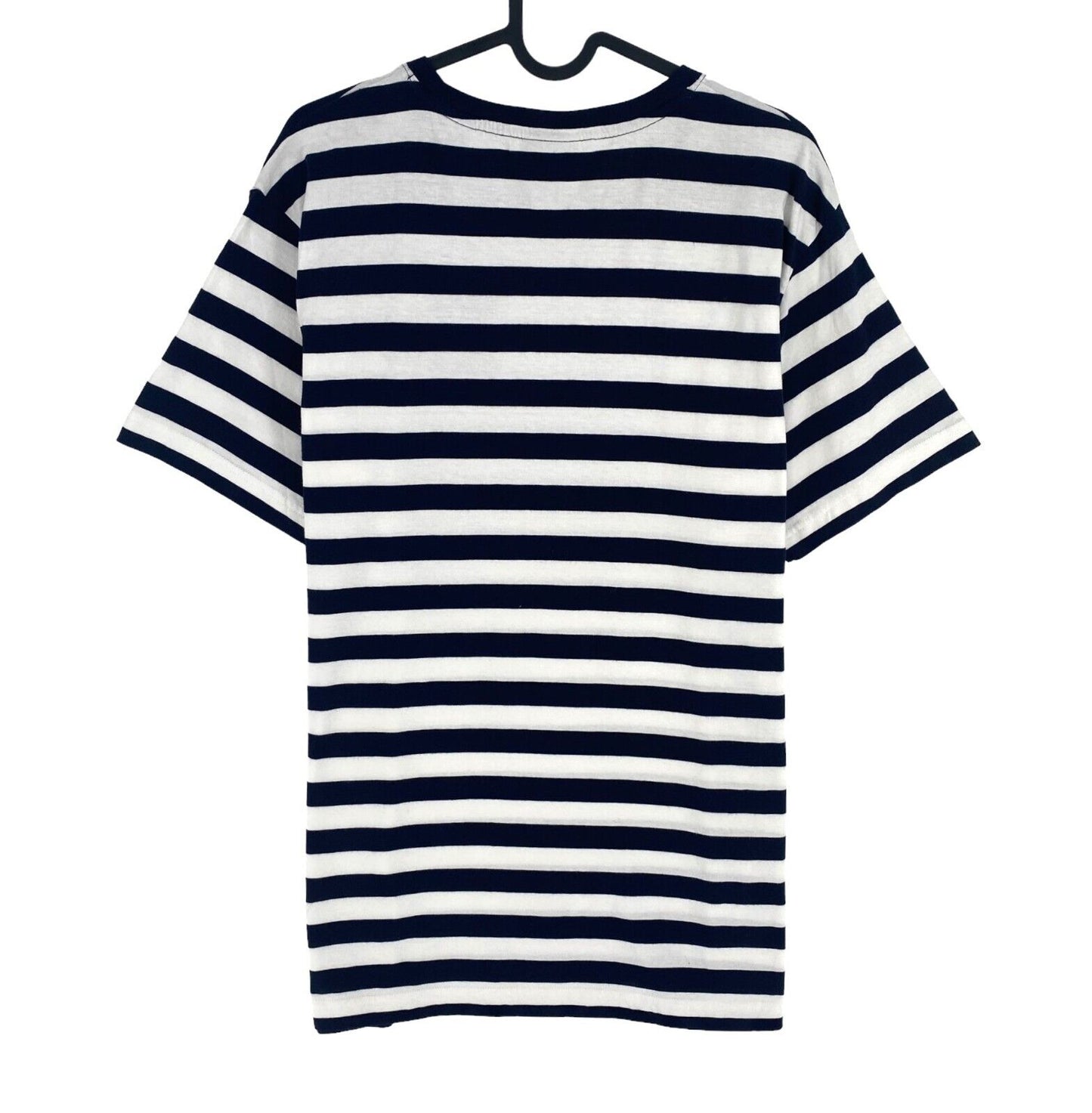 GANT Men Navy Blue Striped Crew Neck Short Sleeves T Shirt Size L