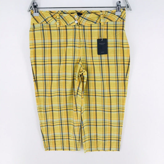 RRP €109 GANT Women Yellow Knee Length Madras Shorts Size EUR 34 US 4 UK 8