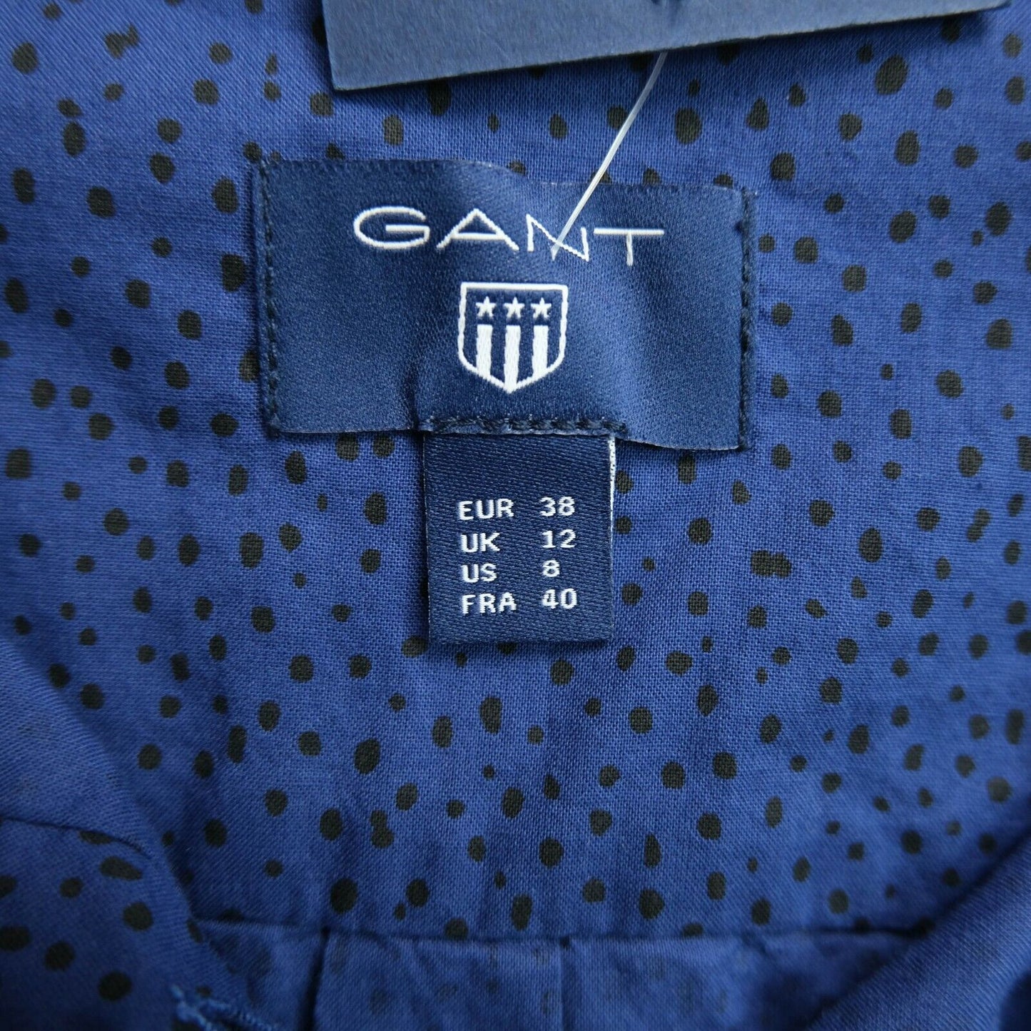 GANT Dark Blue Voile Freckle Dot Shirt Size EU 38 40 UK 12 14 US 8 10