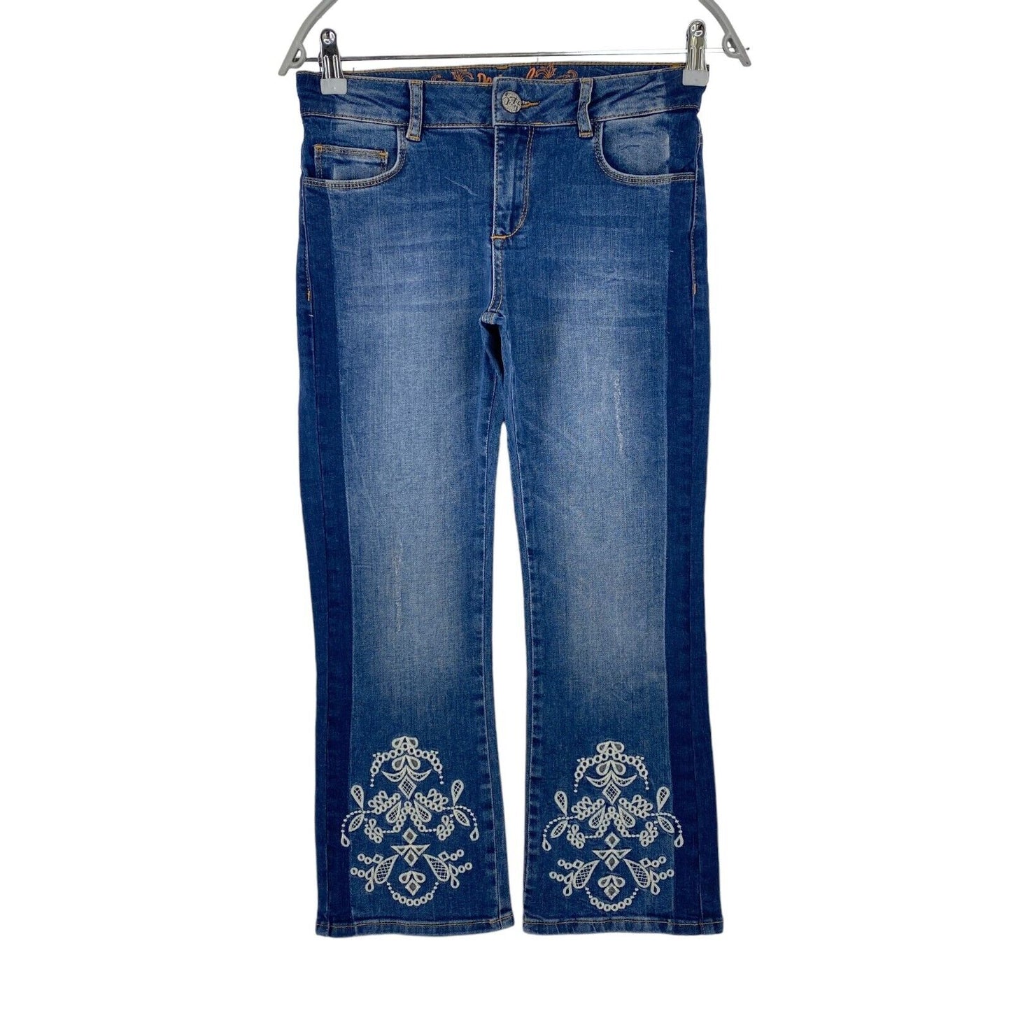 Desigual MAGGY Women Blue Regular Flared Bootcut Fit Cropped Jeans W26