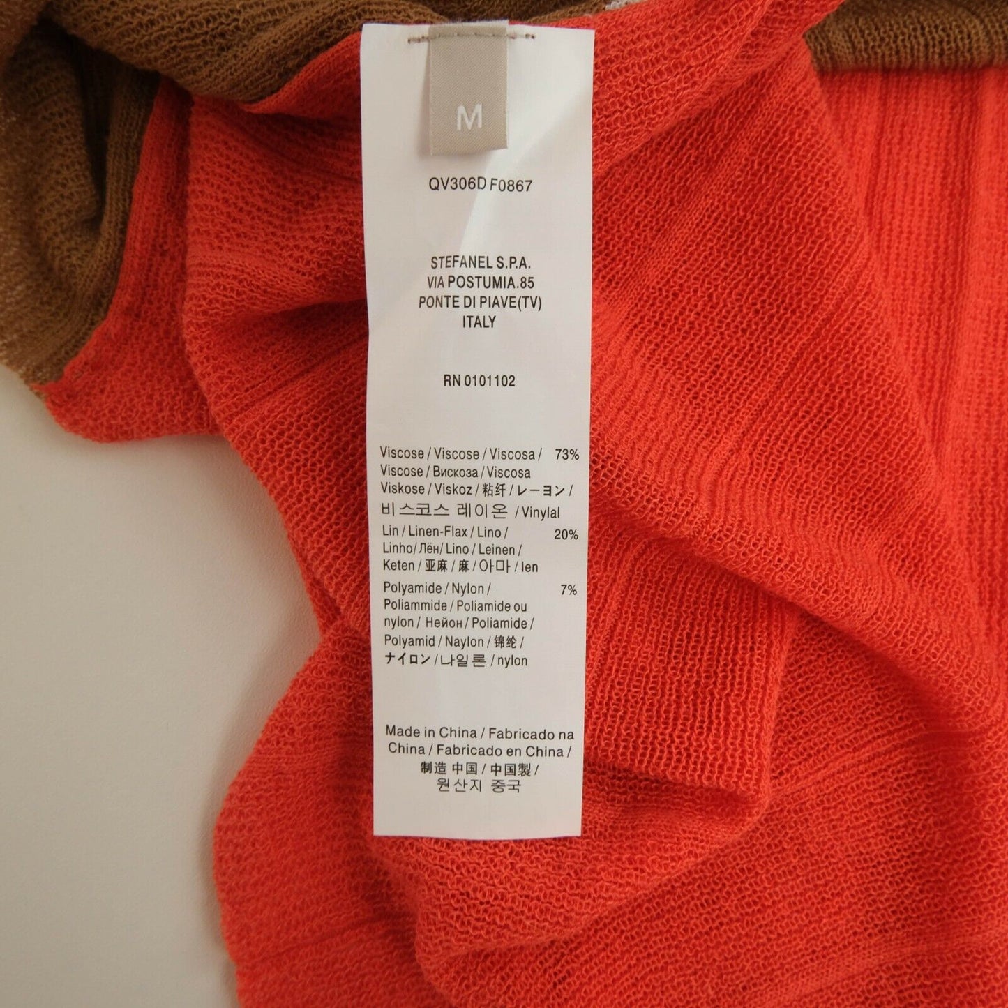 UVP 139 € STEFANEL Orange Mini Streifen Kleid Größe M