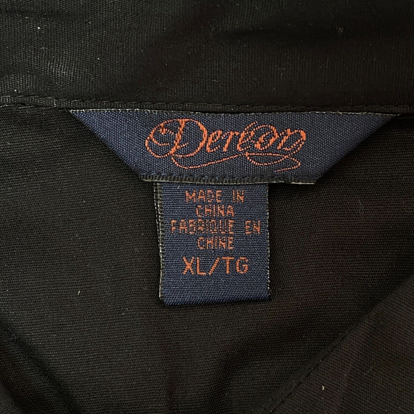 DEREON Chemise boutonnée noire à manches 3/4 Taille XL