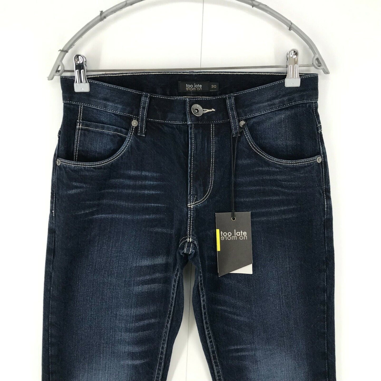 TOO LATE NO MORE Women Dark Blue Regular Straight Fit Jeans W30