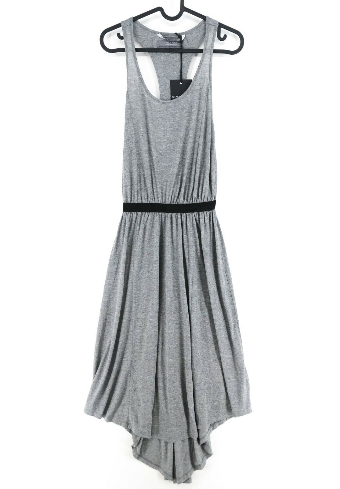 SILVIAN HEACH Grey Scoop Neck Sleeveless Pleated Tank Dress Size XS