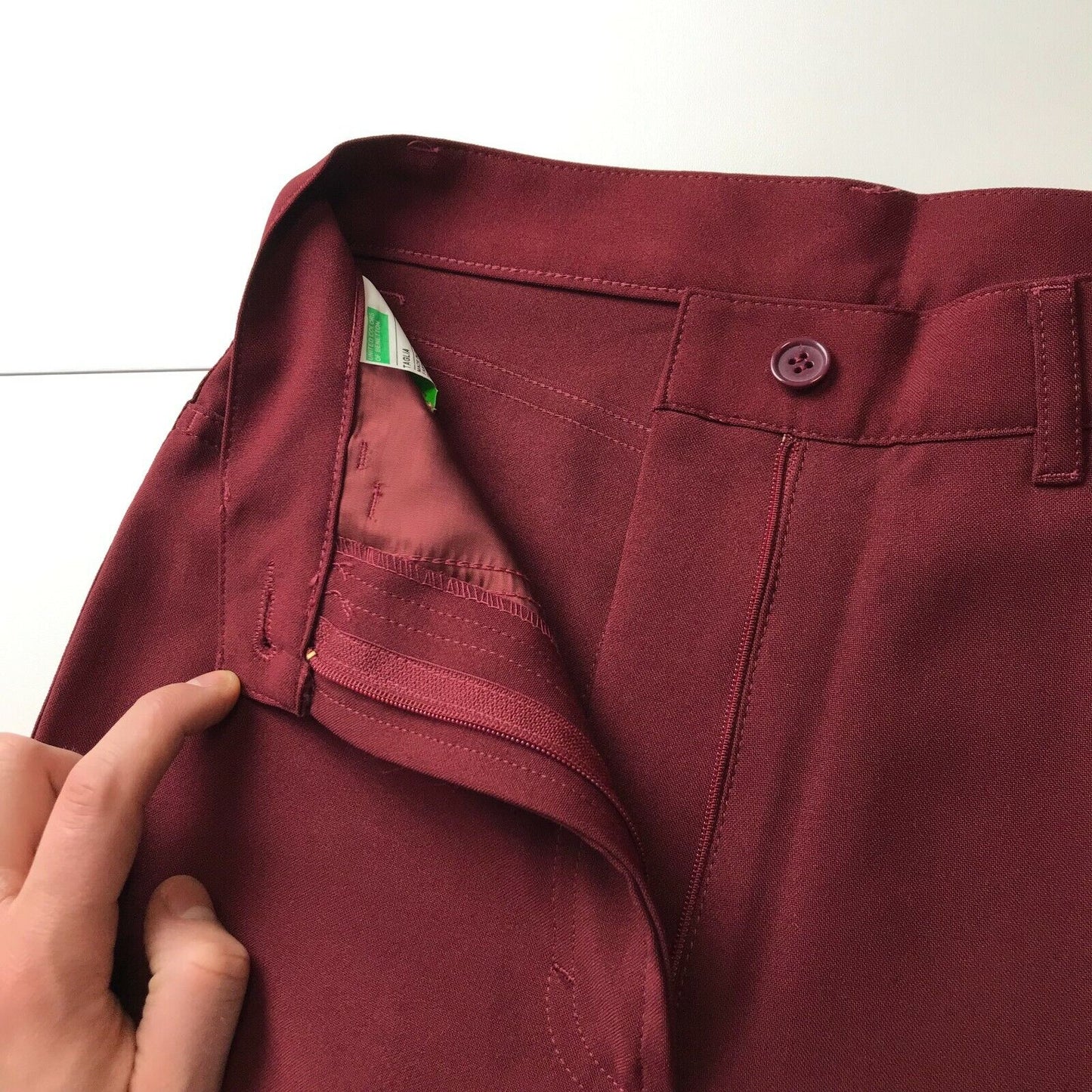 UNITED COLORS OF BENETTON Women Red Regular Fit Trousers Size EUR 38 W23