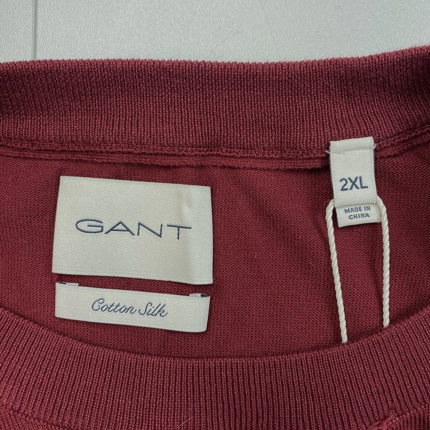 GANT Plumped Rot Baumwolle Seide Rundhals Pullover Pullover Größe 2XL XXL