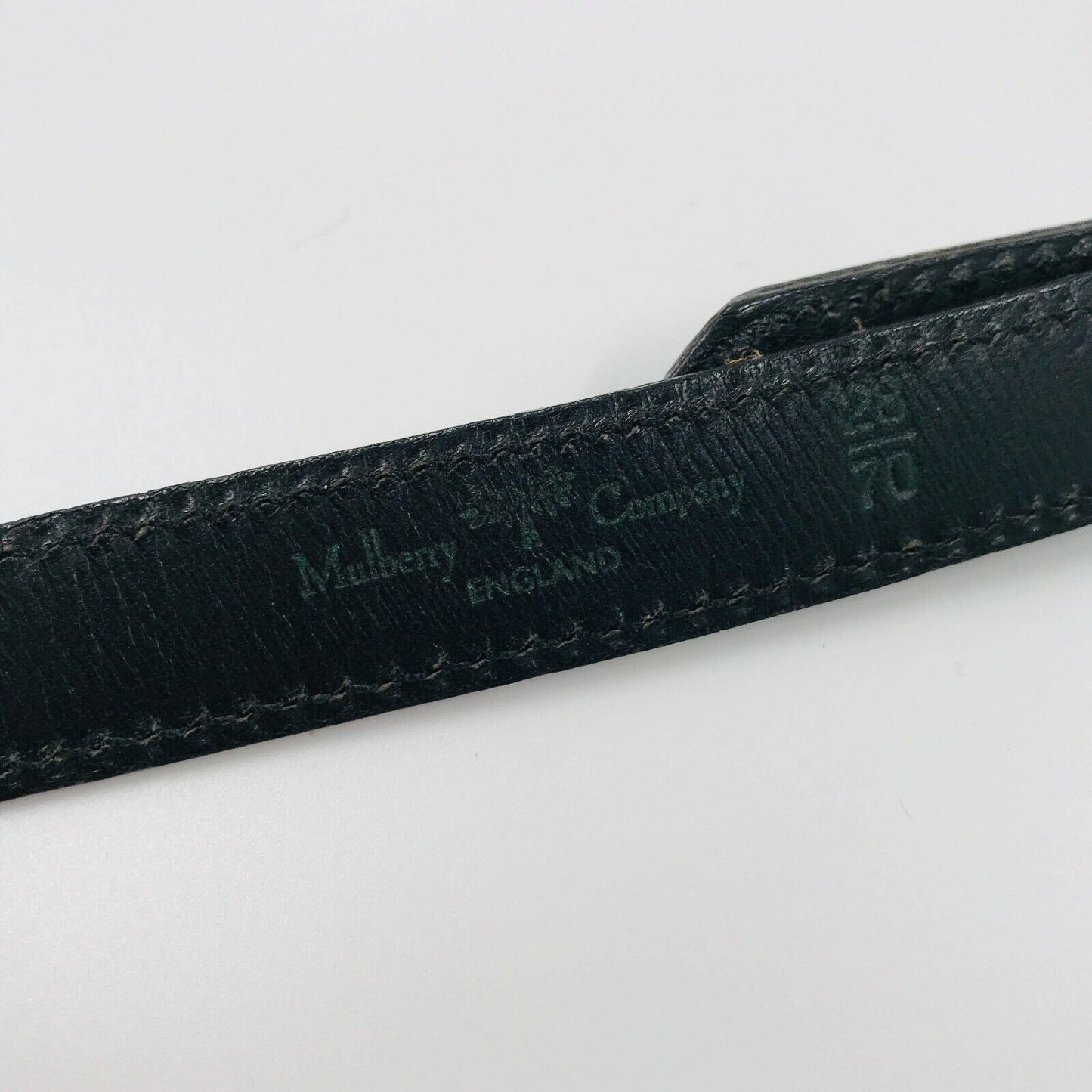 Ceinture en cuir véritable noir authentique Mulberry Taille 26 28 30 po. 65 70 75 cm