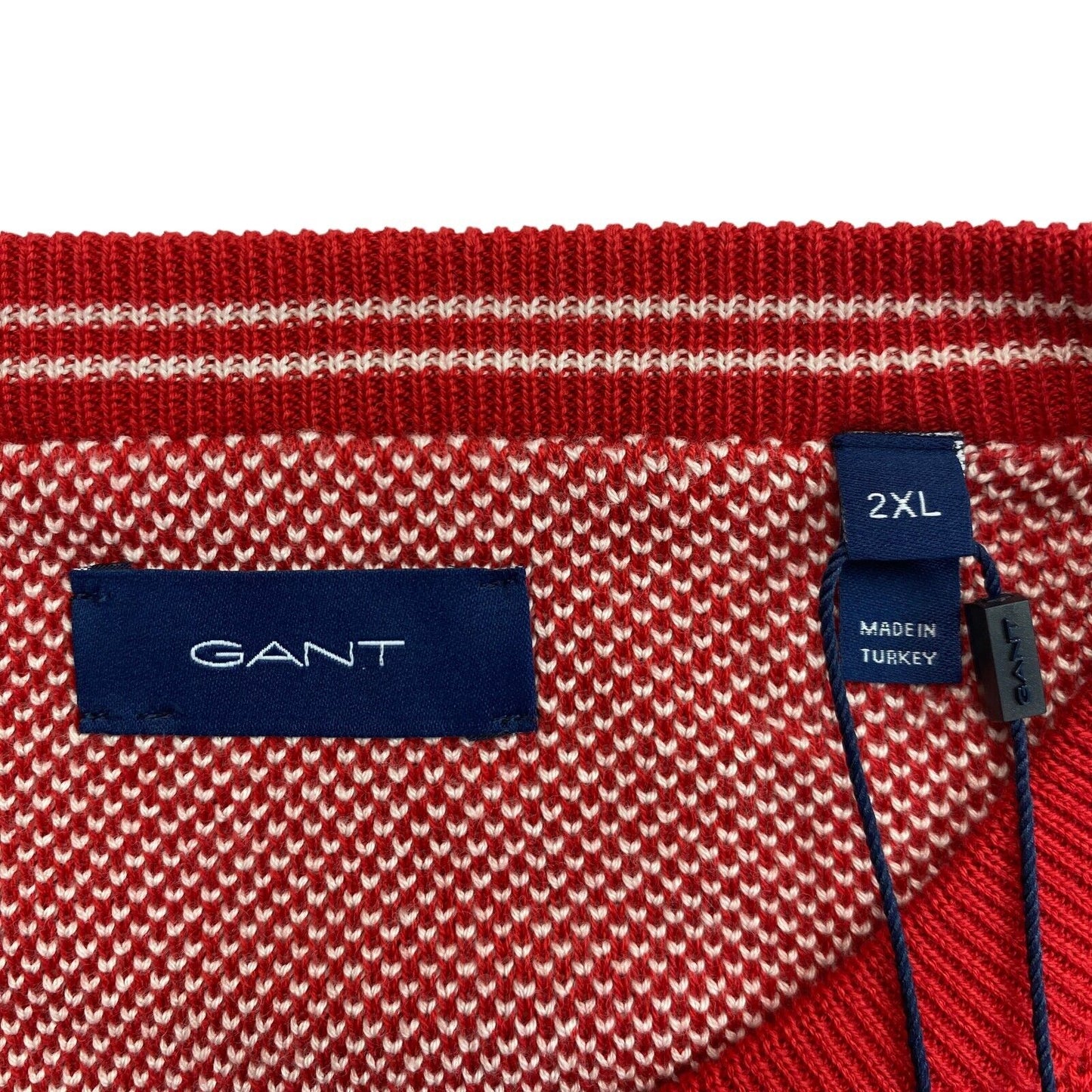 GANT Red Cotton Pique Crew Neck Sweater Jumper 2XL XXL