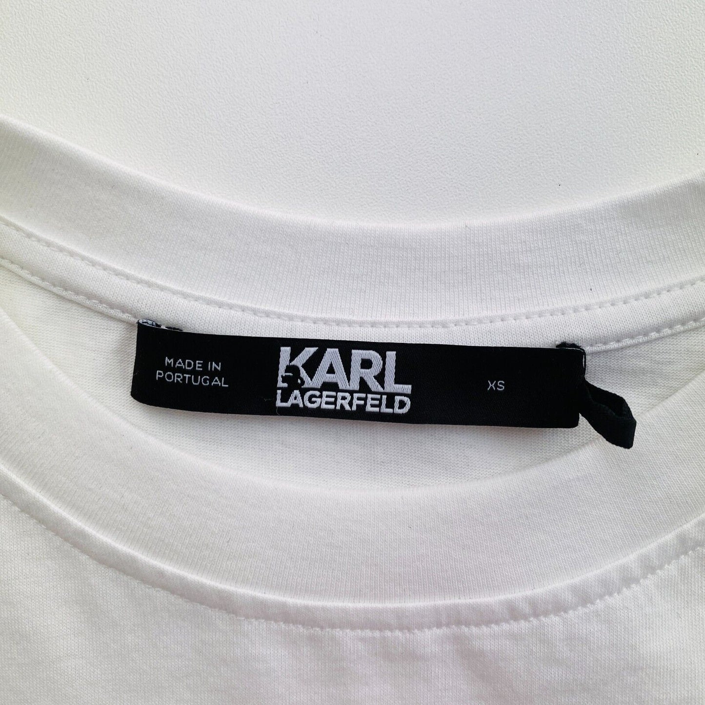 KARL LAGERFELD Women White Crew Neck T Shirt Size XS