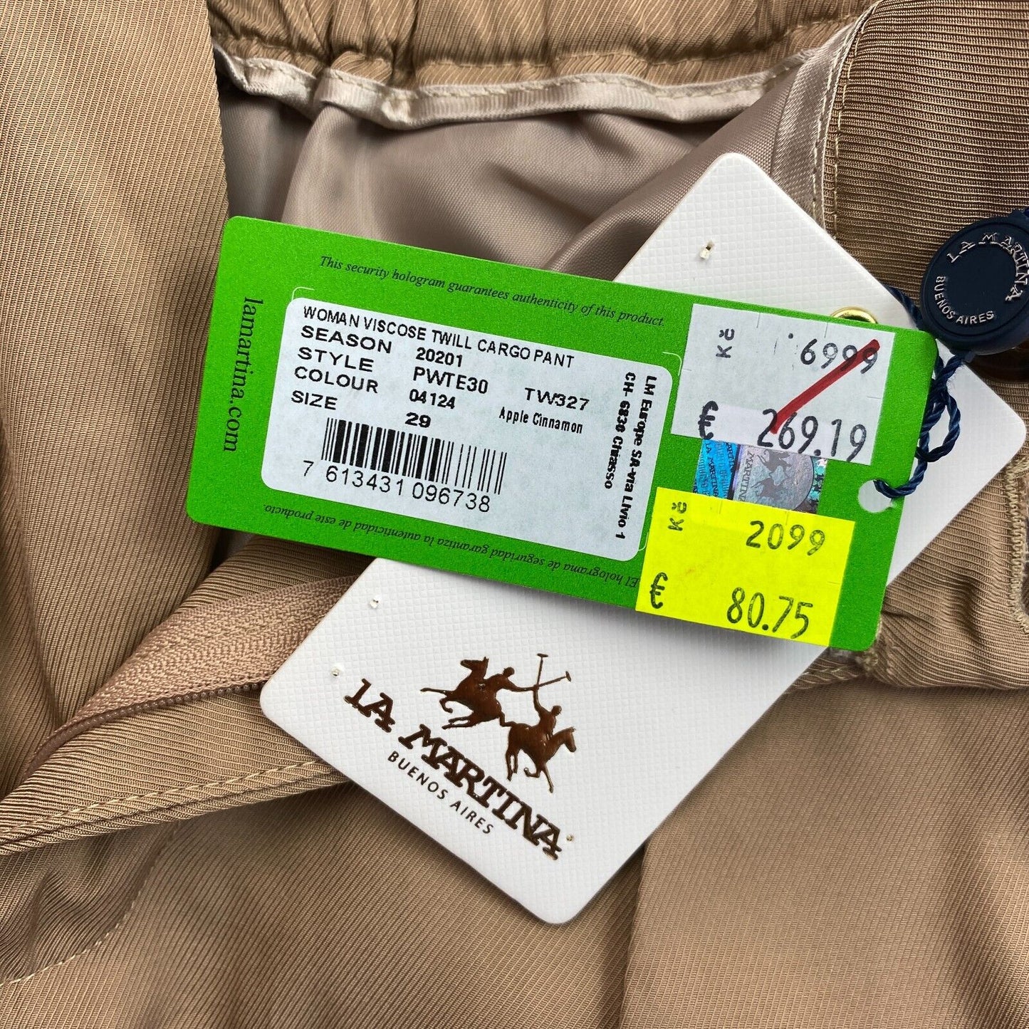 LA MARTINA Pantalon cargo en sergé de viscose marron Taille W29