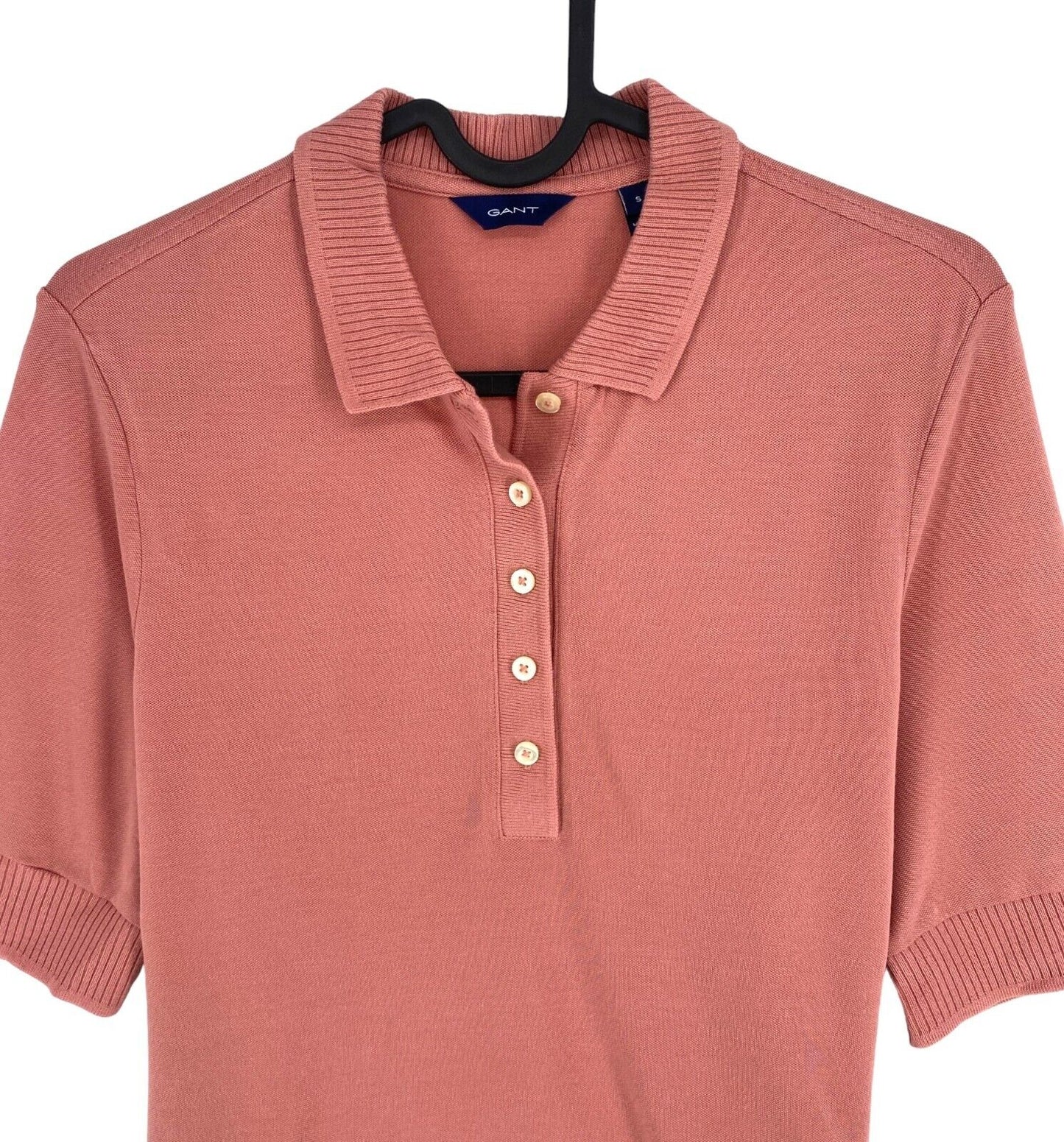 GANT Women Pink Detail Collar Short Sleeves Polo Shirt Size S