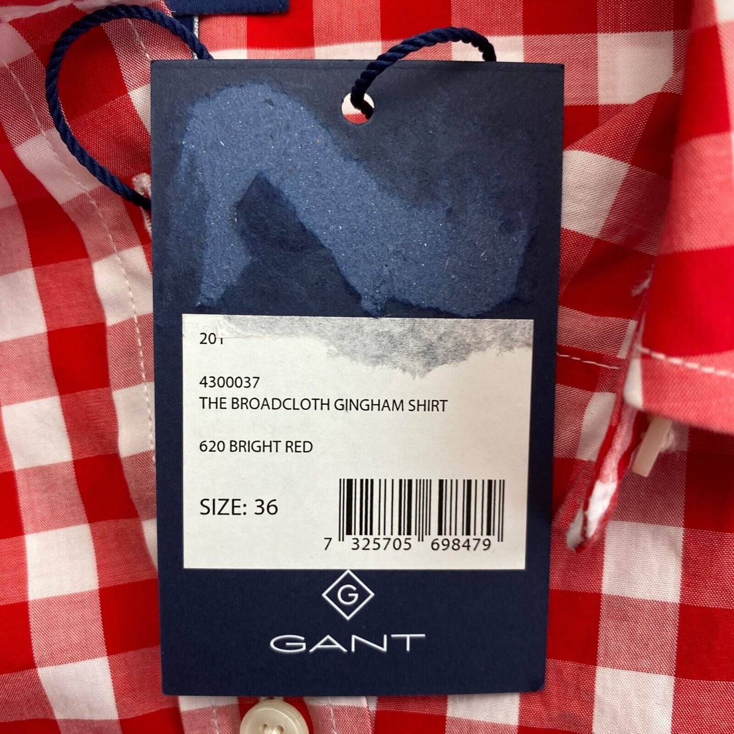 GANT Red The Broadcloth Gingham Shirt Size EU 36 UK 8 US 6