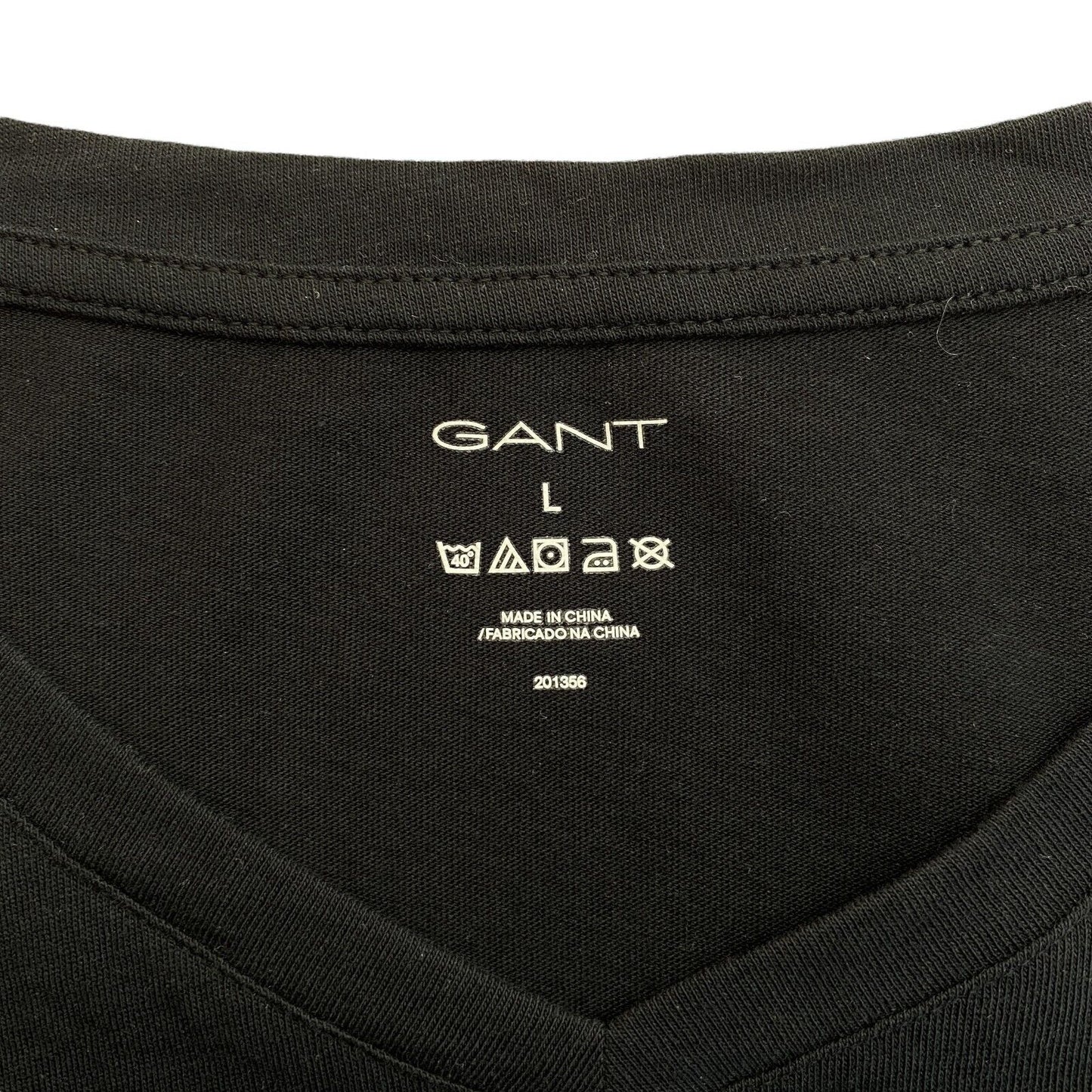 GANT Black Lock Up Slim V Neck T Shirt Size L