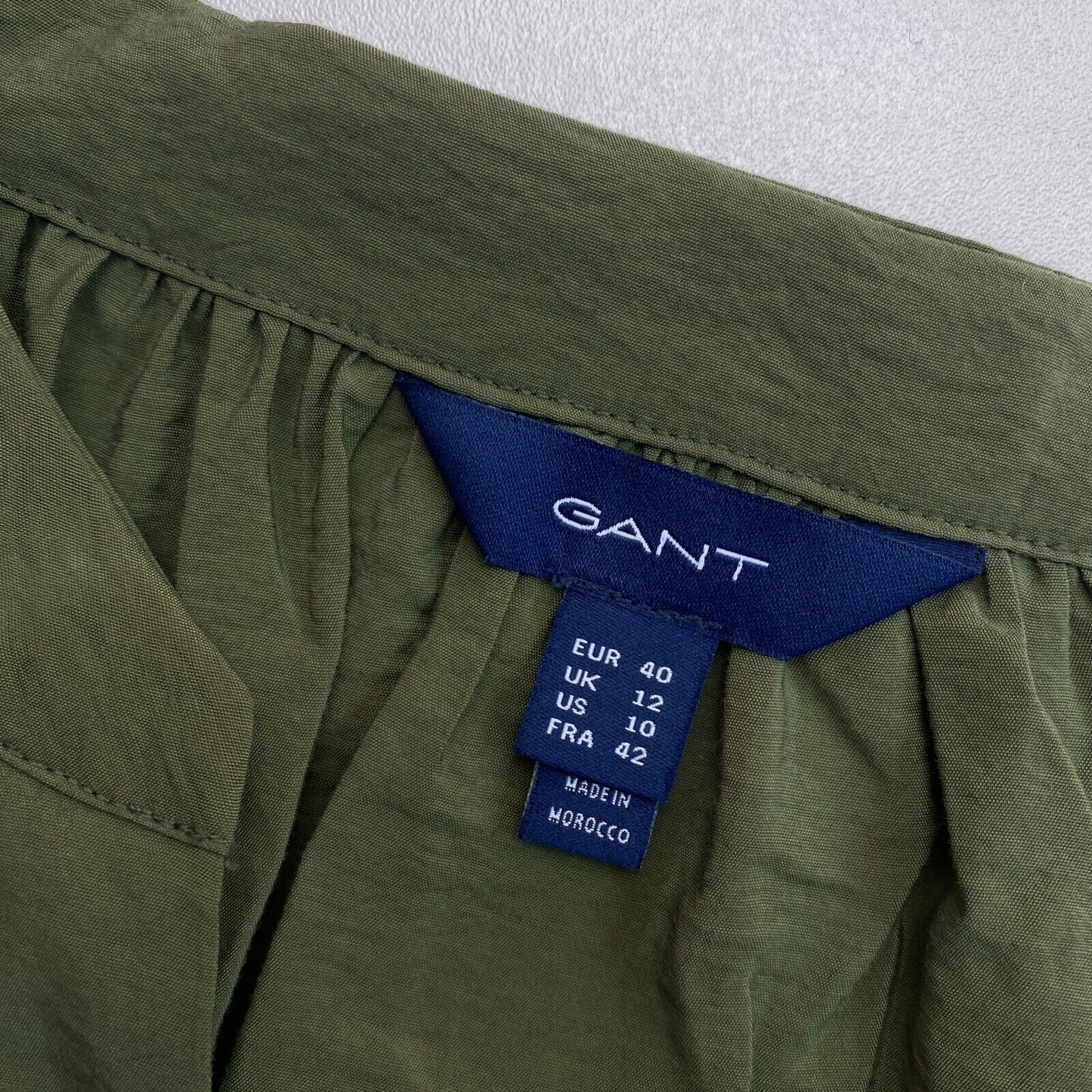 GANT Vert Foncé Col Montant Manches Longues Robe Chemise Taille EU 40 UK 12 US 10