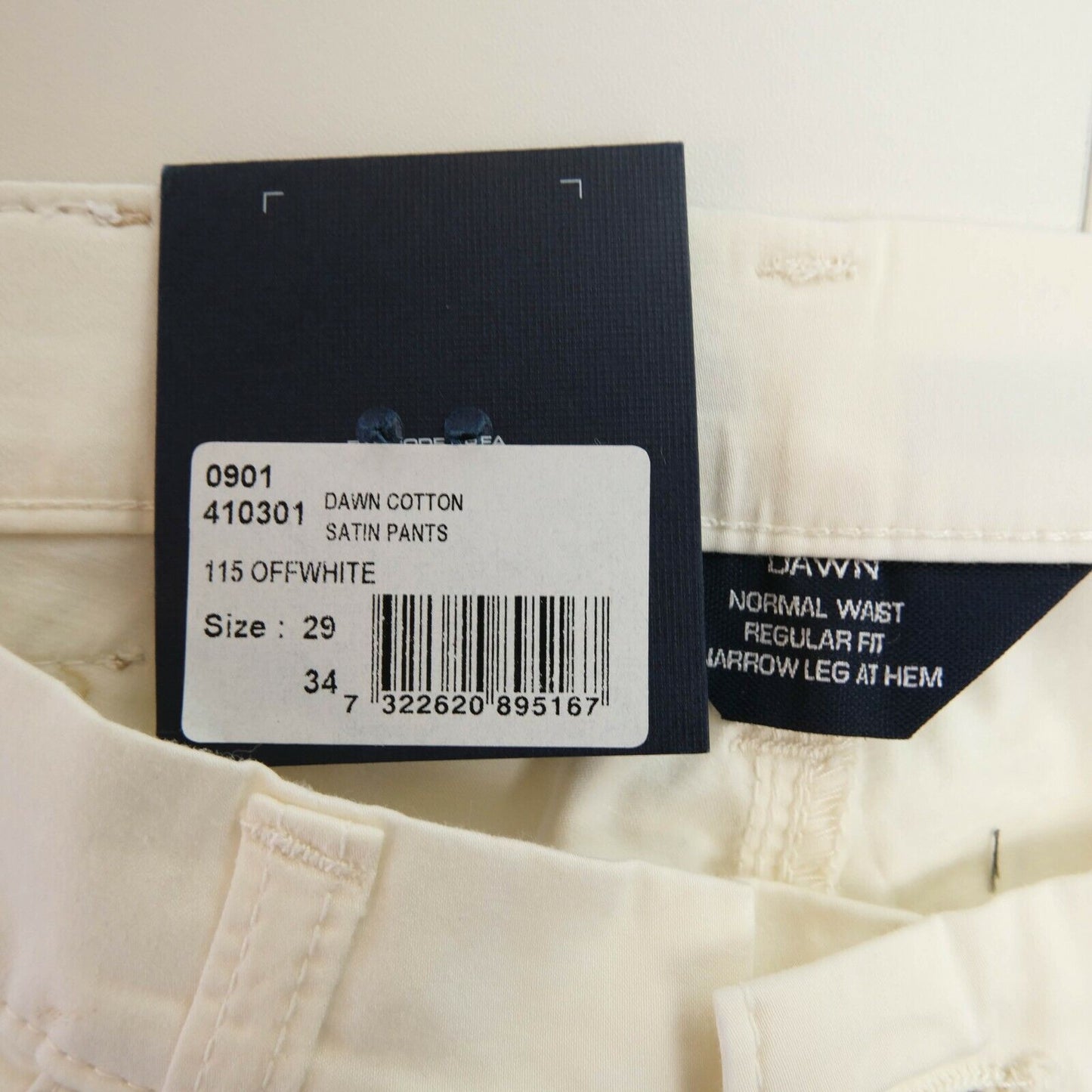 GANT White Dawn Cotton Satin Pants Trousers Size W29 L34