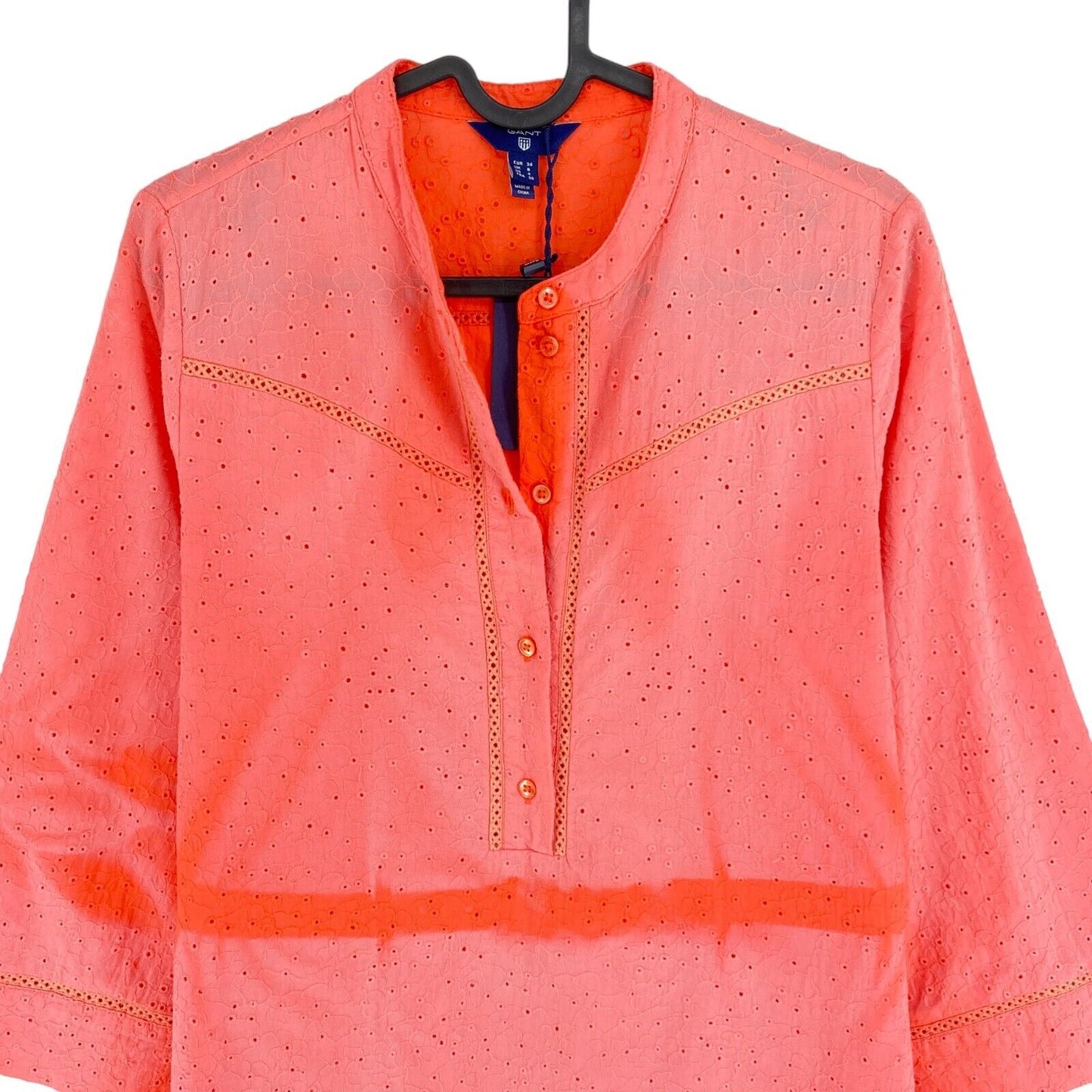 GANT Hemdkleid mit Lochstickerei, in Rosa und Orange, Größe EU 34, UK 8, US 4