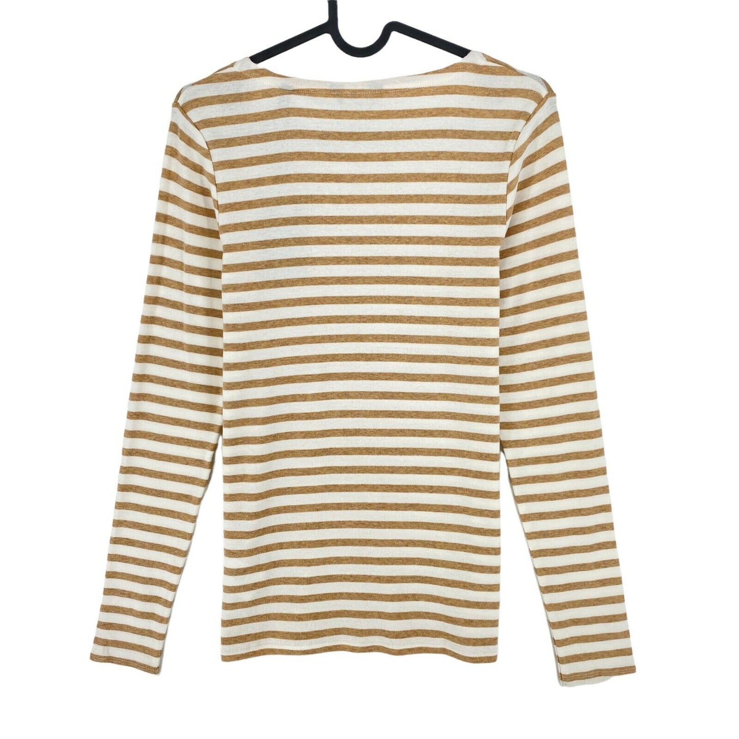 GANT Brown 1x1 Rib Striped Long Sleeves T Shirt Size S