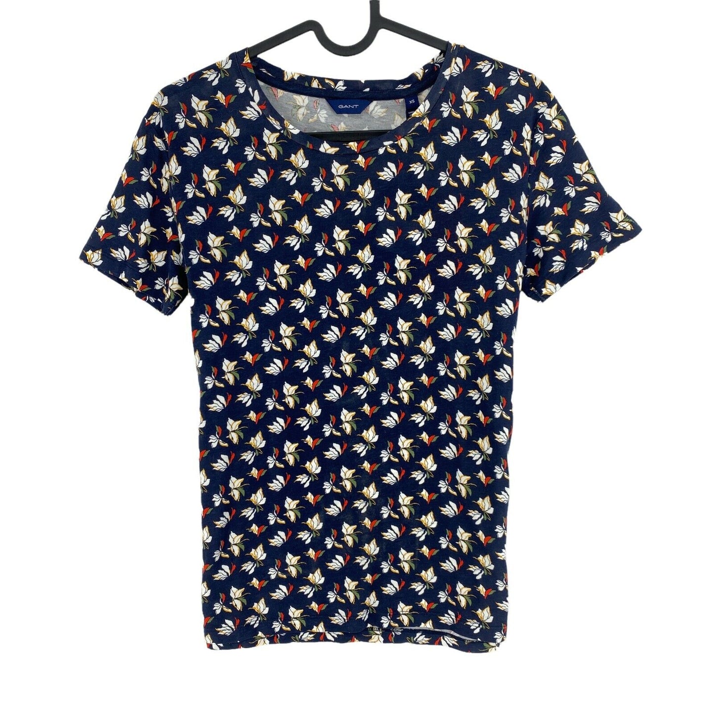 GANT Navy Blue Floral Print Crew Neck T Shirt Size XS