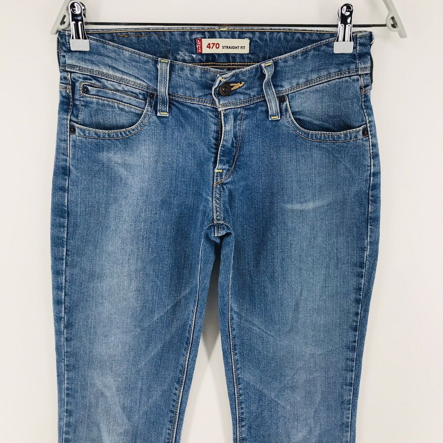 Vintage Levi's 470 Women Blue Stretch Regular Straight Fit Jeans Size W28 L32