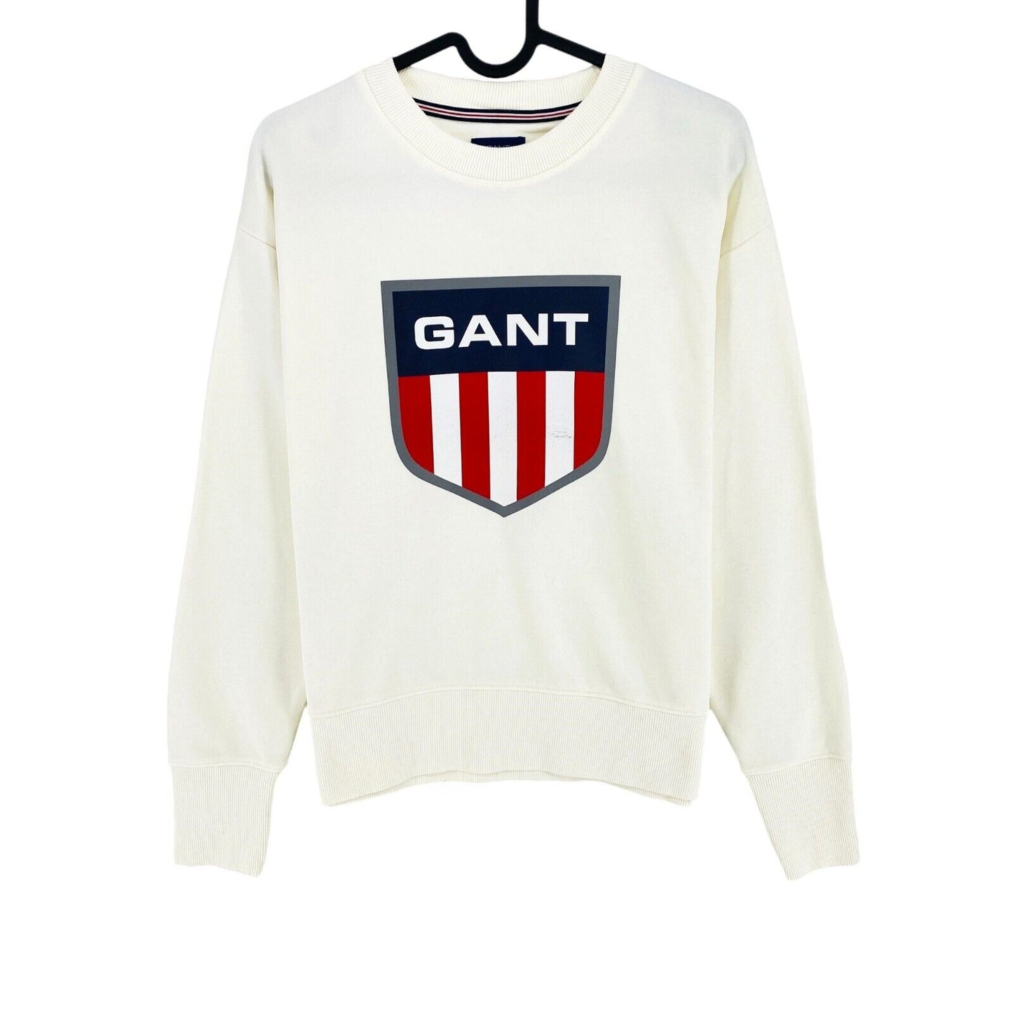 GANT White Retro Shield Crew Neck Sweater Jumper Size S