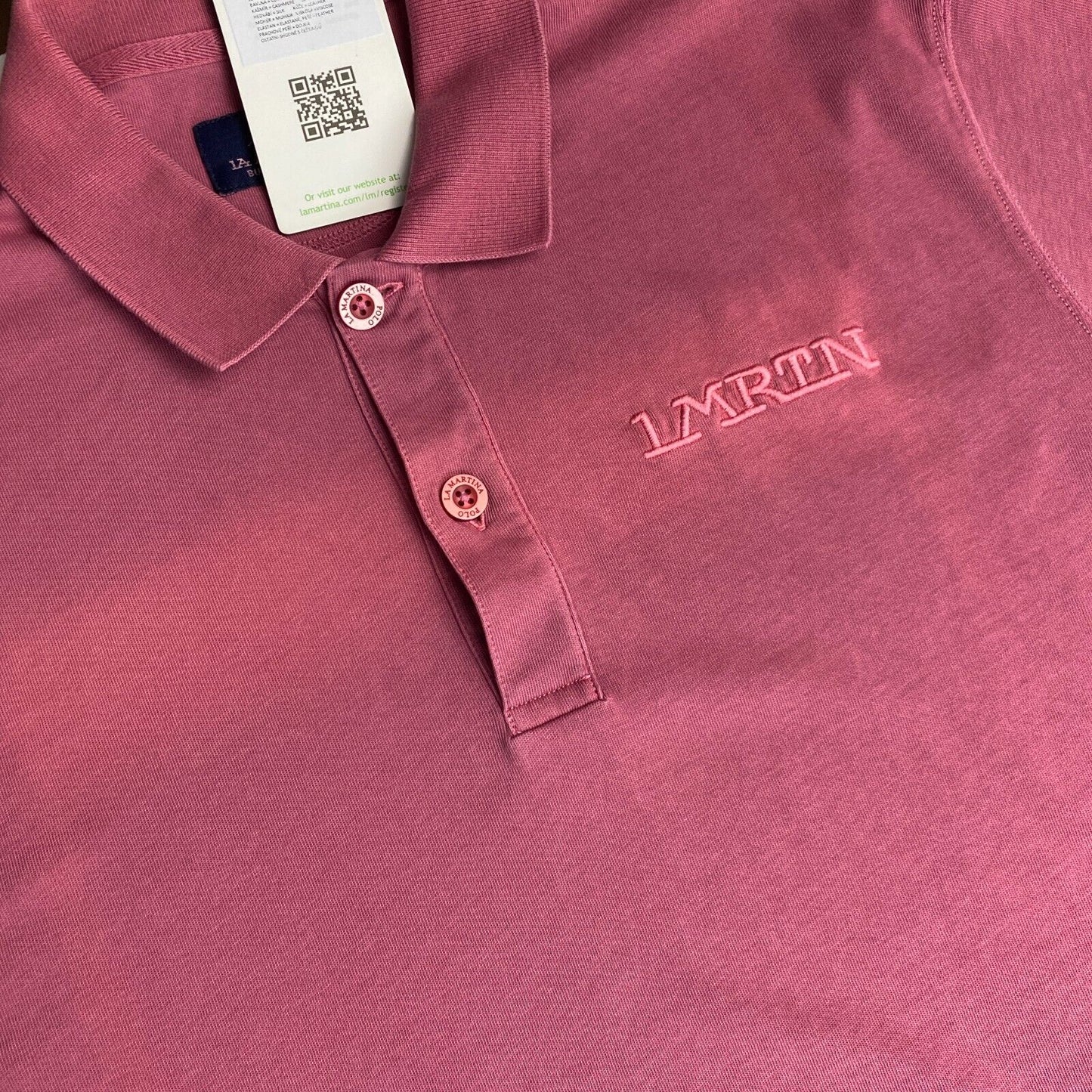 LA MARTINA Dark Pink Cotton Polo Shirt Size L