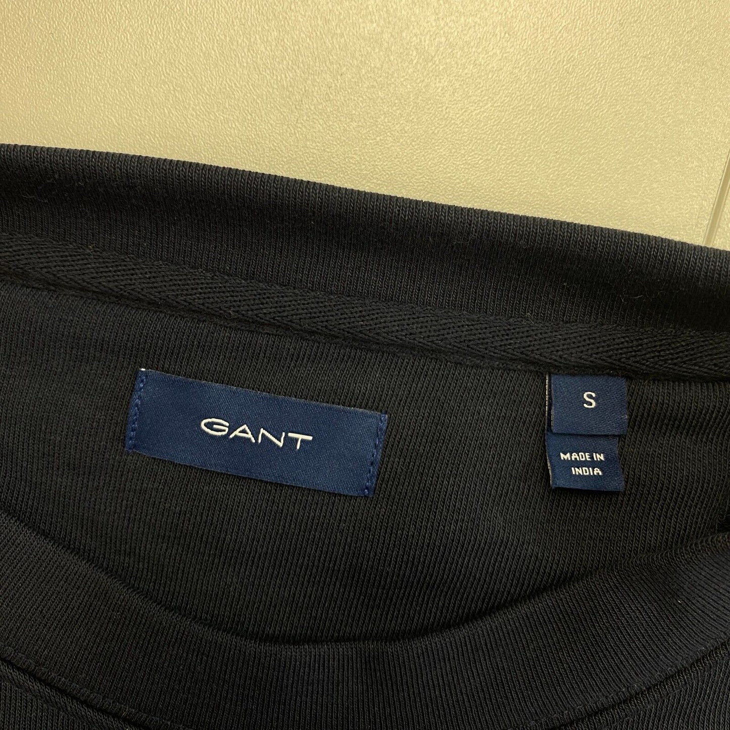 GANT Navy Blue Tonal Logo Crew Neck Sweater Jumper Size S