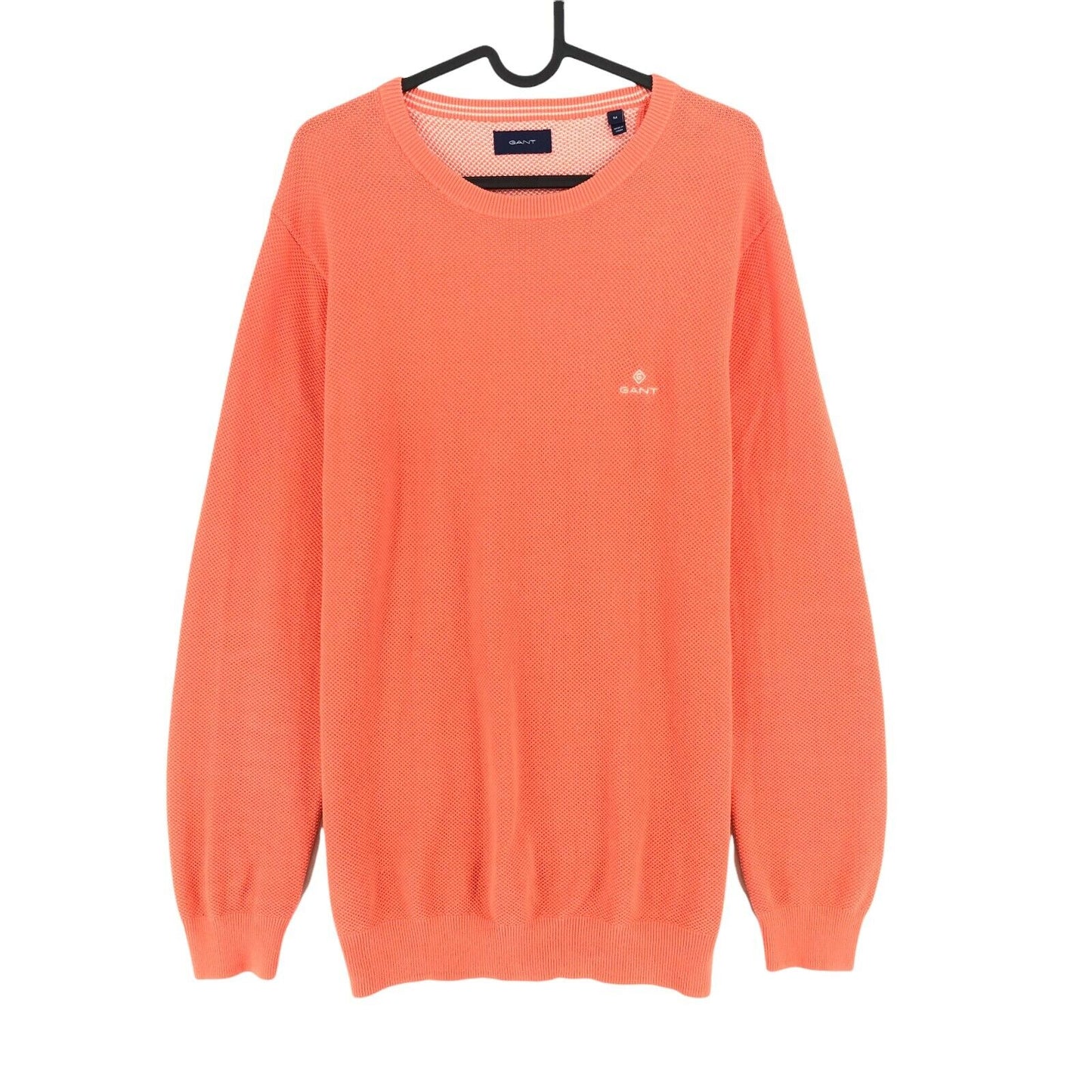 RRP €144 GANT Orange Crew Neck Cotton Pique Jumper Sweater Size M