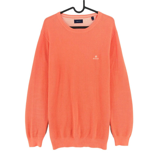 RRP €144 GANT Orange Crew Neck Cotton Pique Jumper Sweater Size M