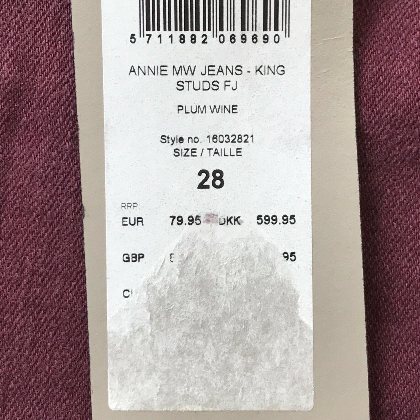 SELECTED Damen Jeans Skinny Fit, Dunkelkirschrot, Bordeaux, Größe W28