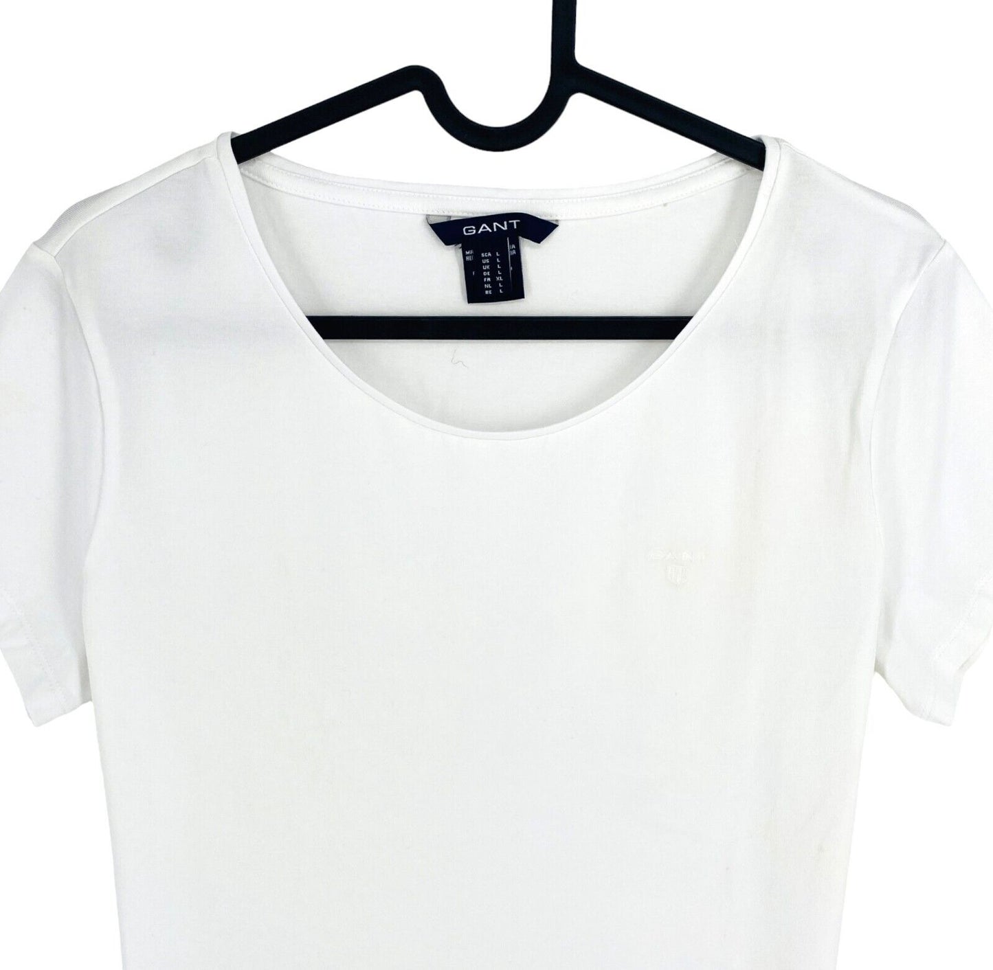 GANT Women White Crew Neck SS T Shirt Size L