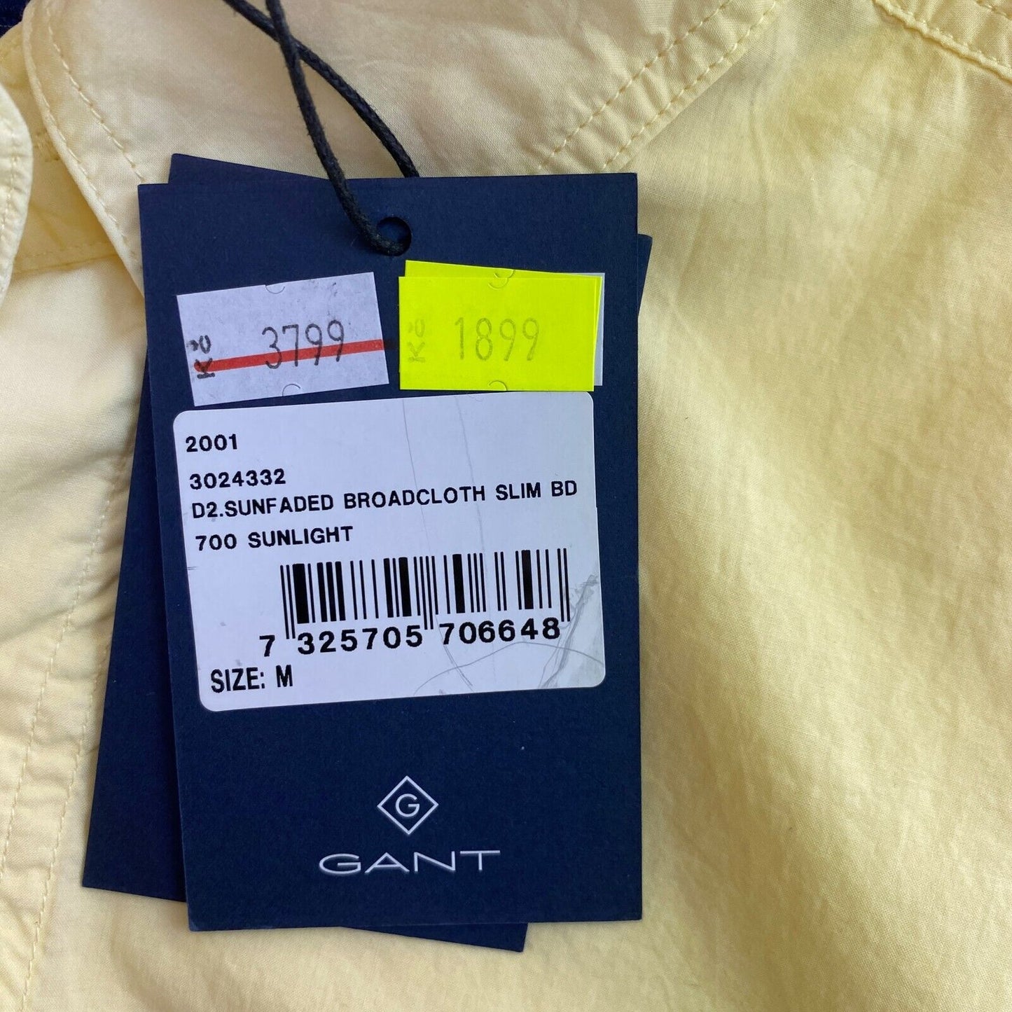 GANT Yellow Sun Faded Broadcloth Slim Shirt Size M 39/40 15.75