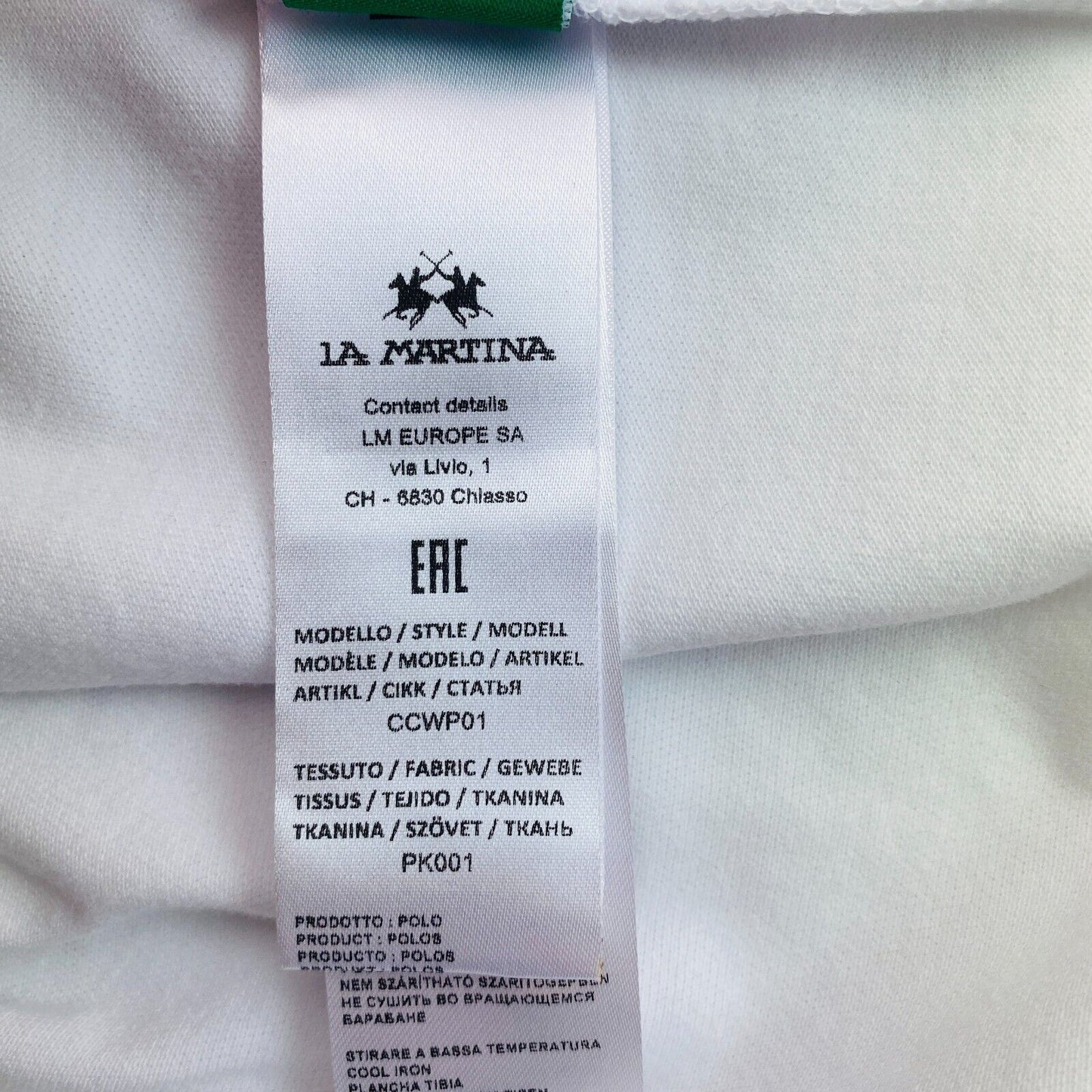 LA MARTINA Women White Piquet Short Sleeve Polo Shirt Size 5 / XL