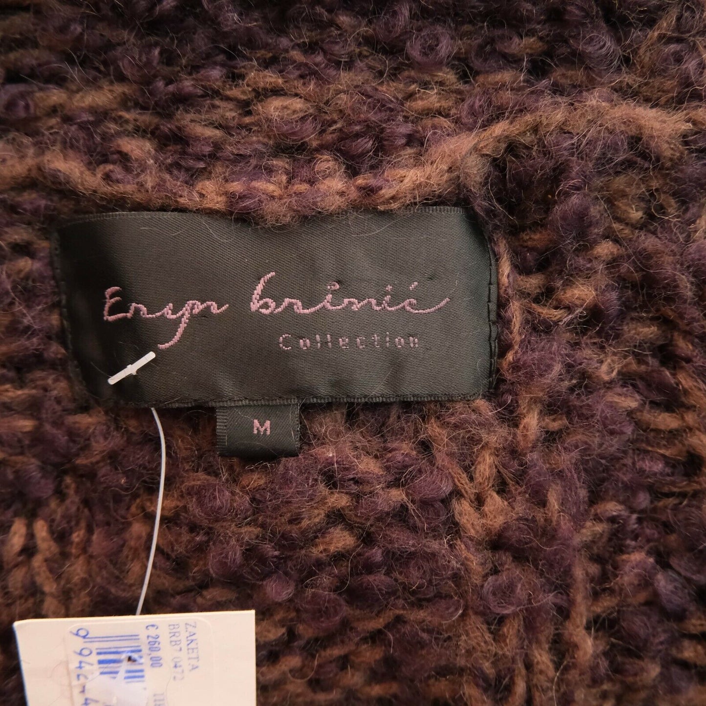 ERYN BRINIE Dark Purple Long Wrap Up Cardigan Sweater Size M