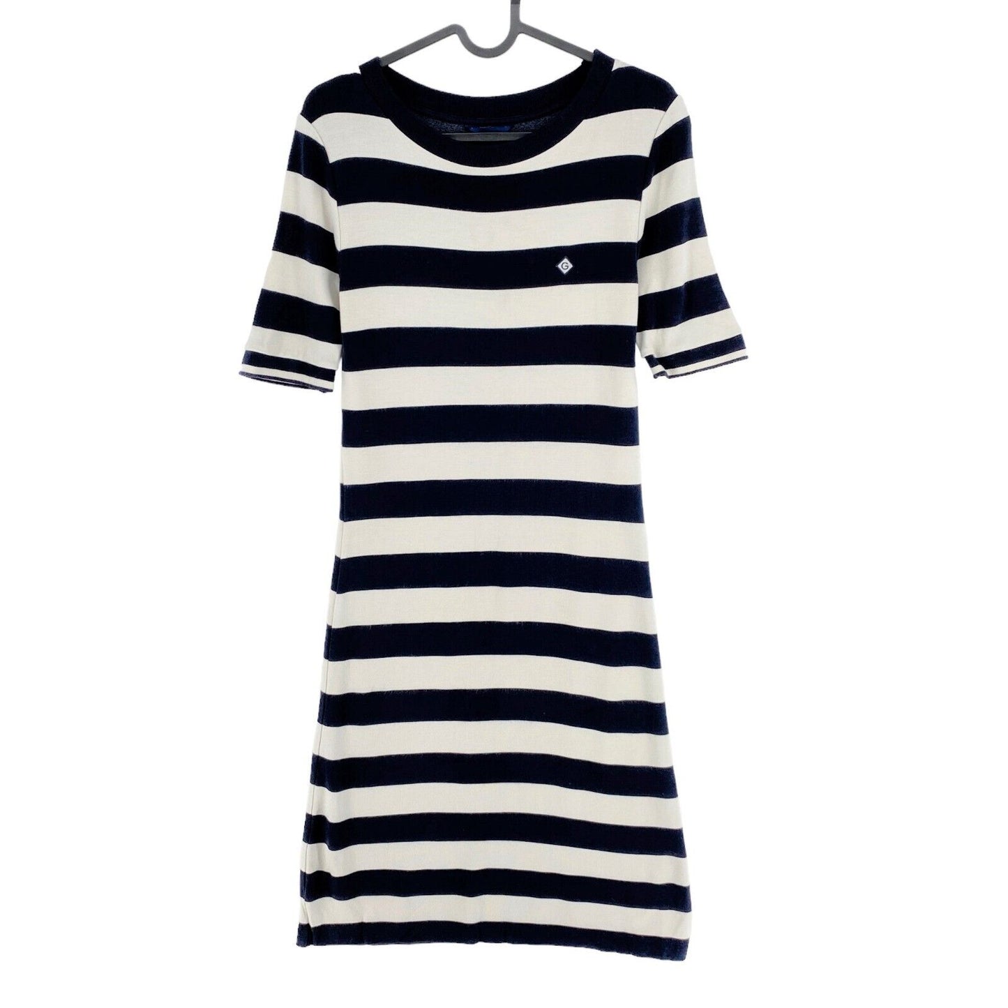 GANT Navy Blue Striped Crew Neck A Line Jersey Dress Size S