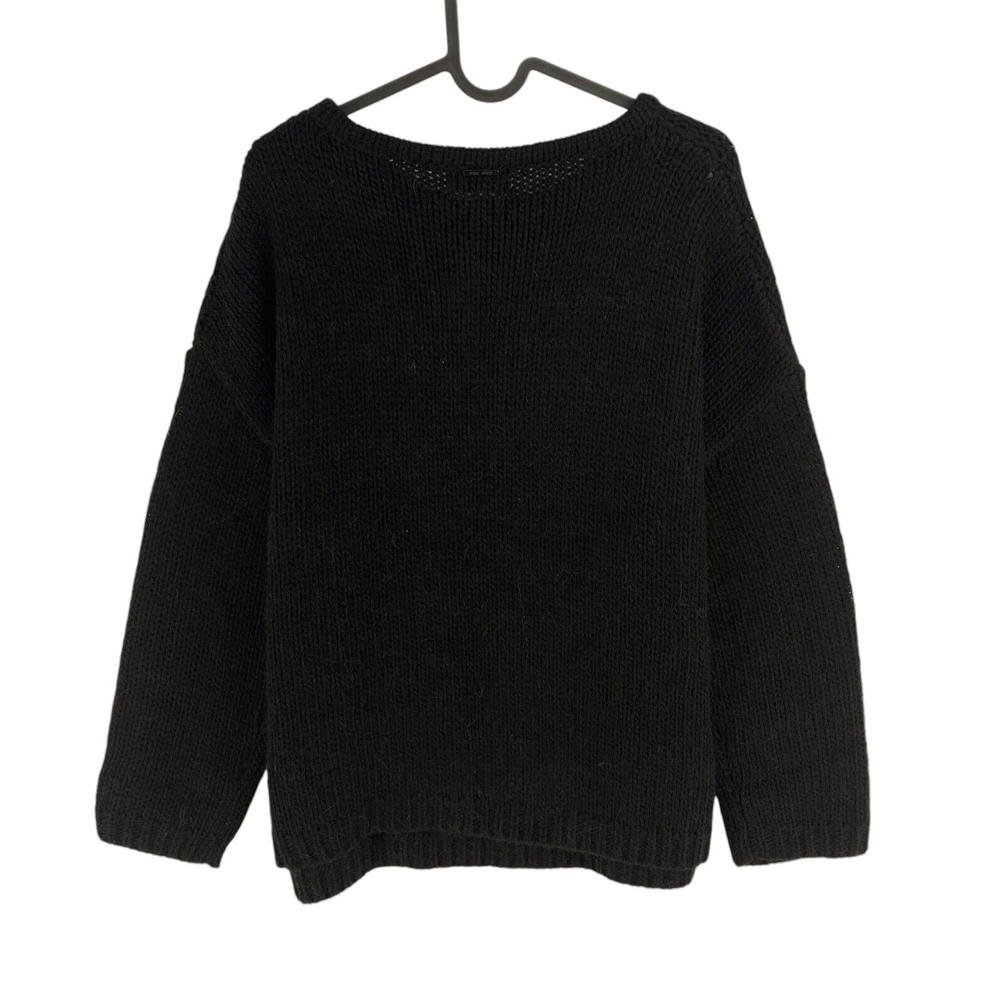 ONE STEP Women Black Wool Blend Crew Neck Sweater Pullover Jumper Size M