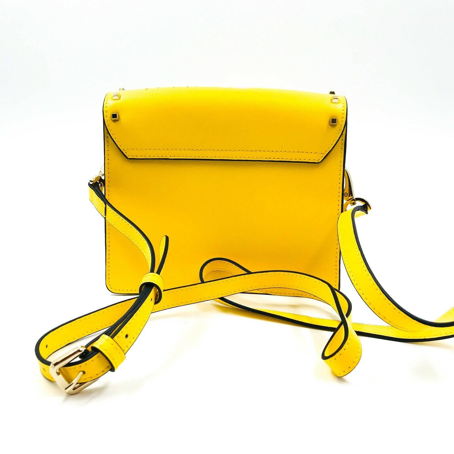 LA MARTINA 100% Leather Yellow Small Shoulder Bag Clutch Bag Purse