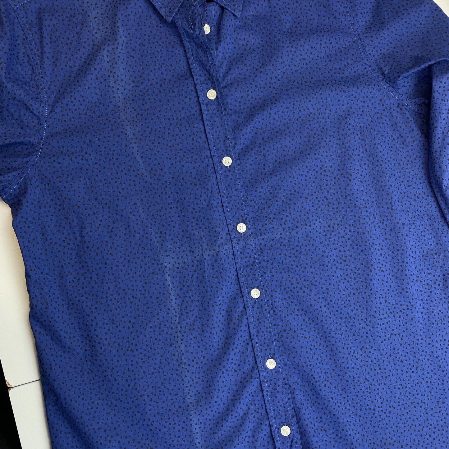 GANT Navy Blue Voile Freckle Dot Shirt Size EU 38 UK 12 US 8