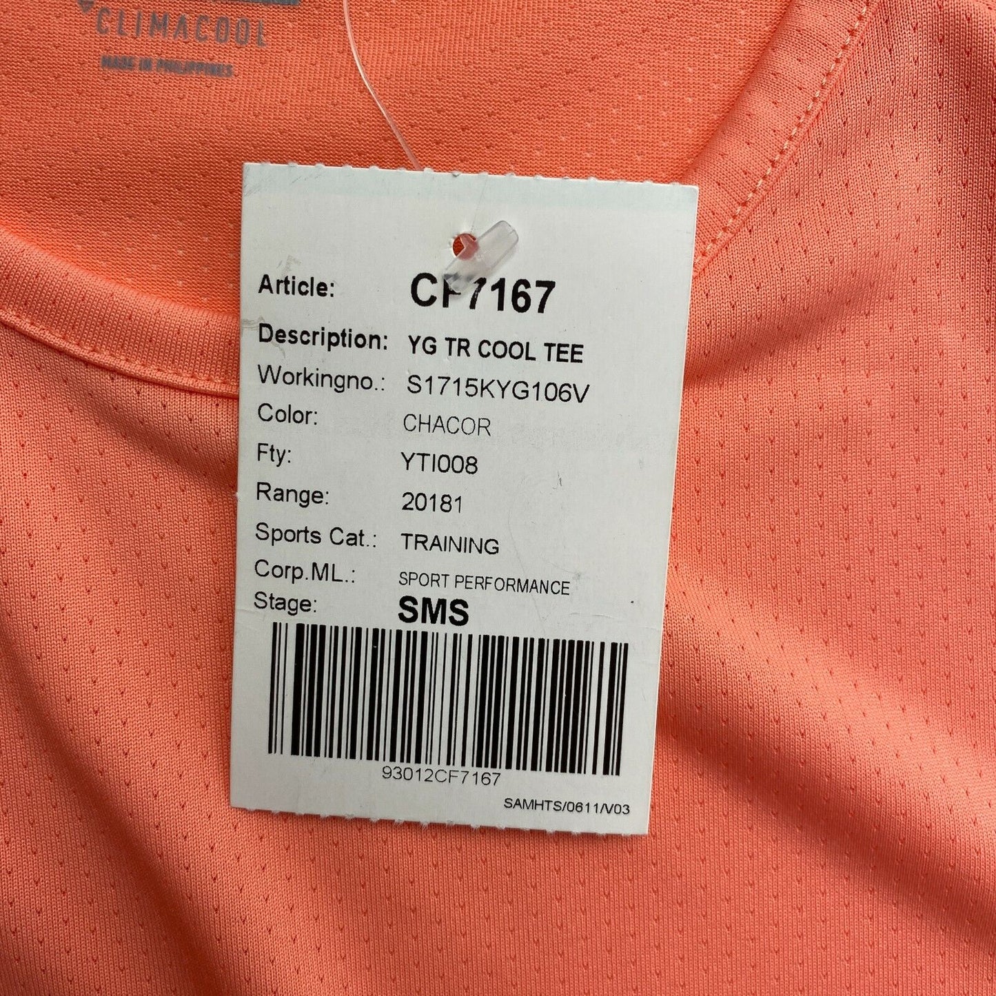 Adidas Climacool T-Shirt mit Rundhalsausschnitt, Orange, Größe 11–12 Jahre