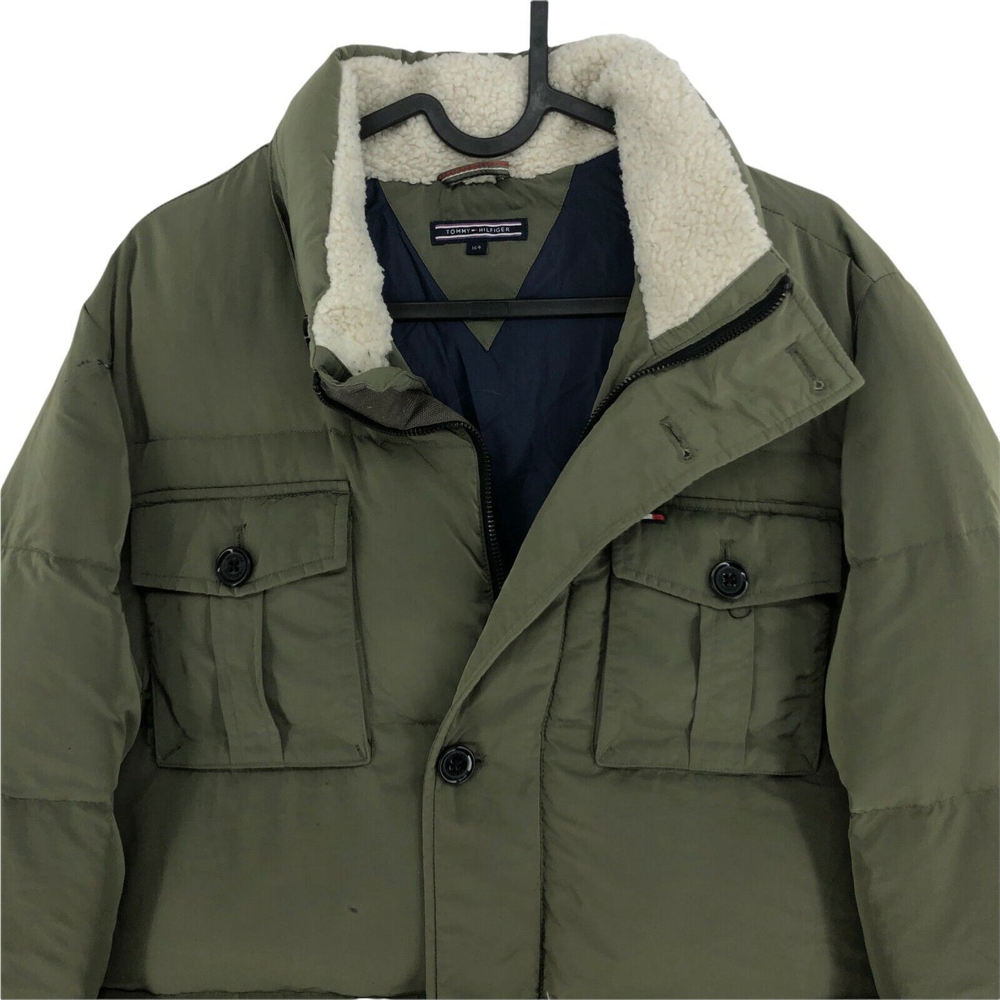 TOMMY HILFIGER Green Down Puffer Coat Jacket Size 164 cm