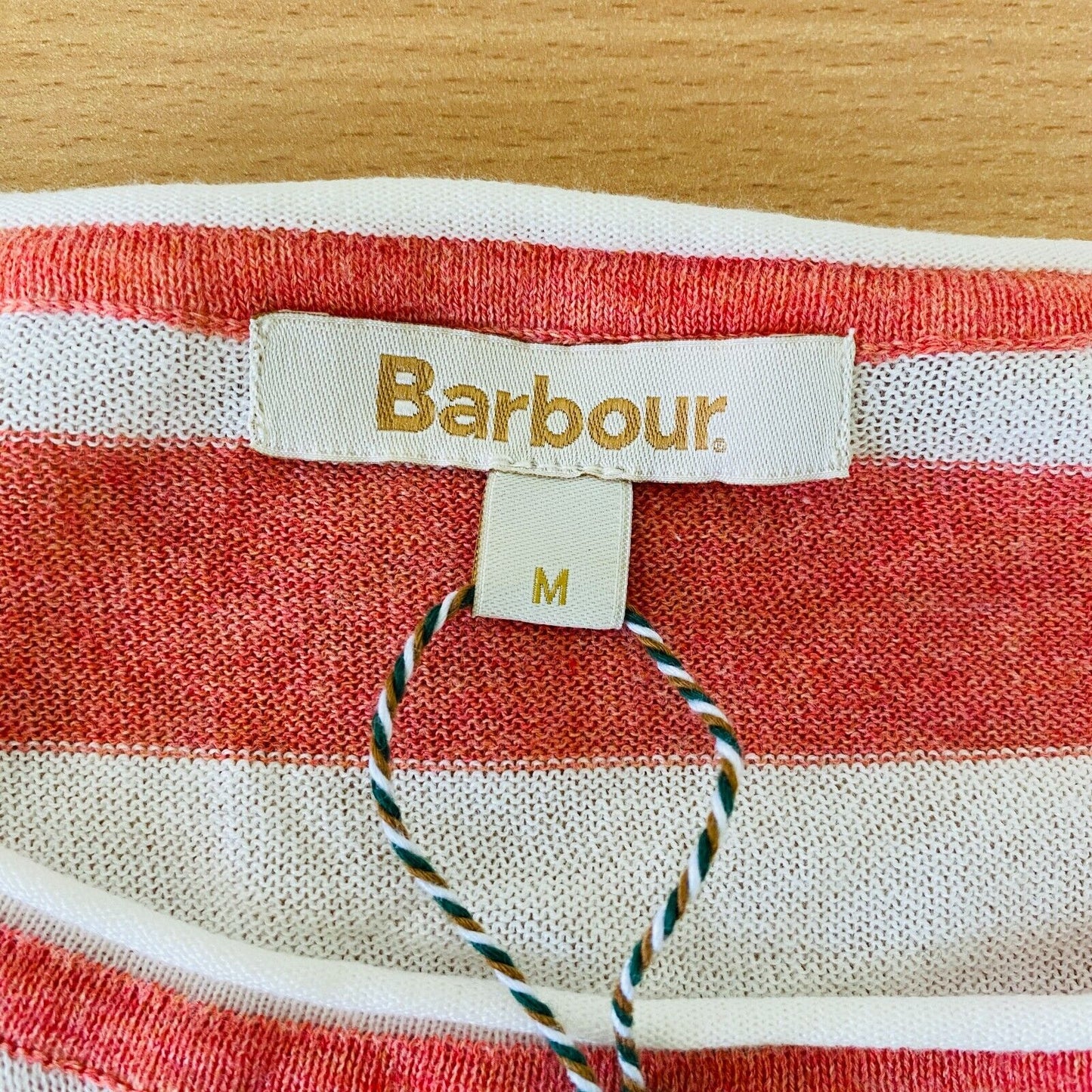 BARBOUR Women Pink White Striped Knit Cape Poncho Size M