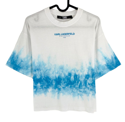 Karl Lagerfeld Women White Tie Dye Crew Neck SS T Shirt Size XS