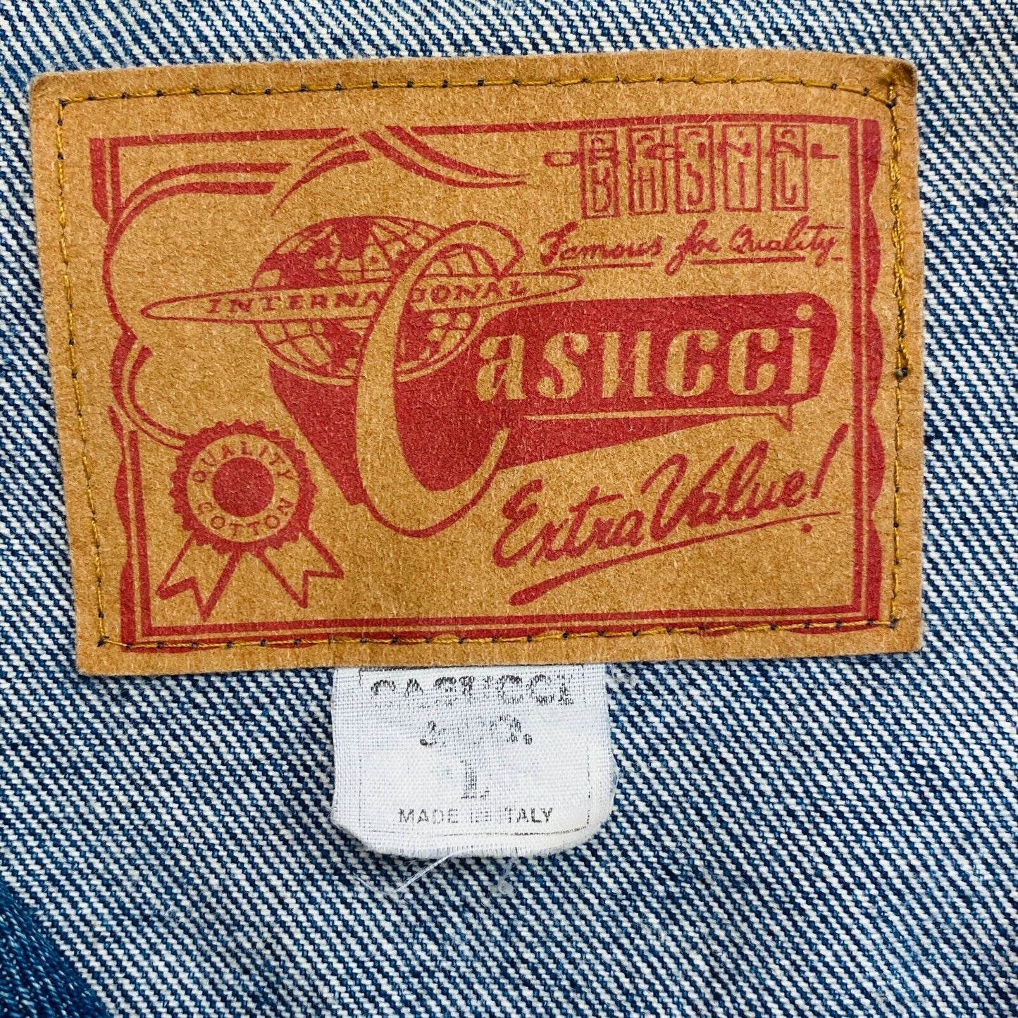 CASUCCI Navy Blue Vintage Denim Jeans Jacket Size L