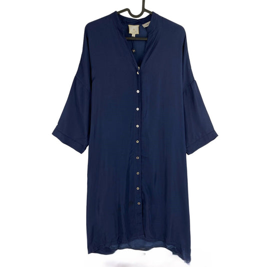 LA MARTINA Women Navy Blue 3/4 Sleeve Relaxed Shirt Dress Size 1 / XS