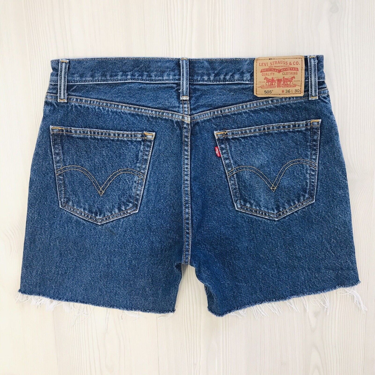 Levi's 505 Custom Made Blue Regular Straight Fit Cut-Off Shorts W36