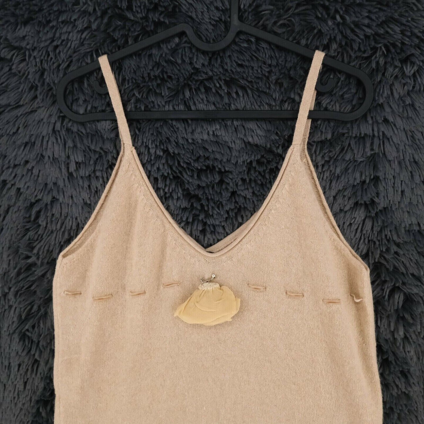 LANEROSSI Light Brown 100% Cashmere V Neck Tank Top Size 3 - L