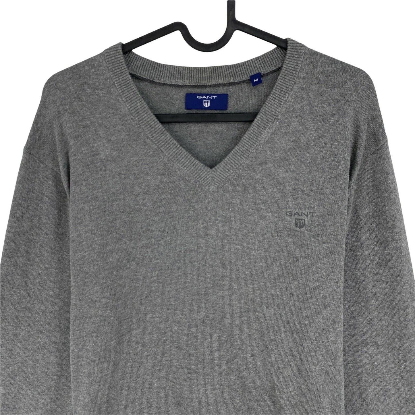 GANT Grey Premium Cotton V Neck Jumper Sweater Size M