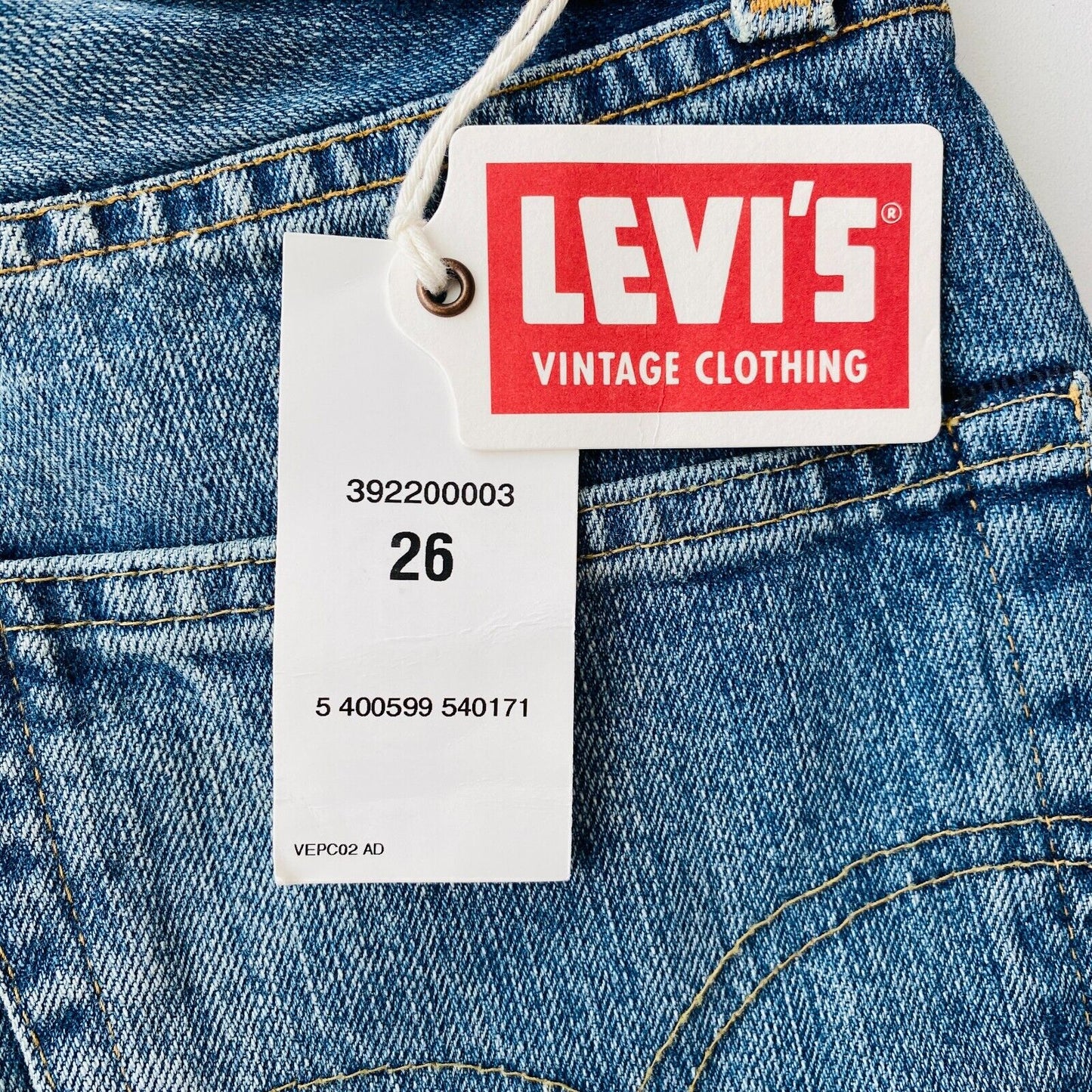 Levi's LVC Big E 505-0217 Women Blue Regular Straight Fit Ripped Jeans W26