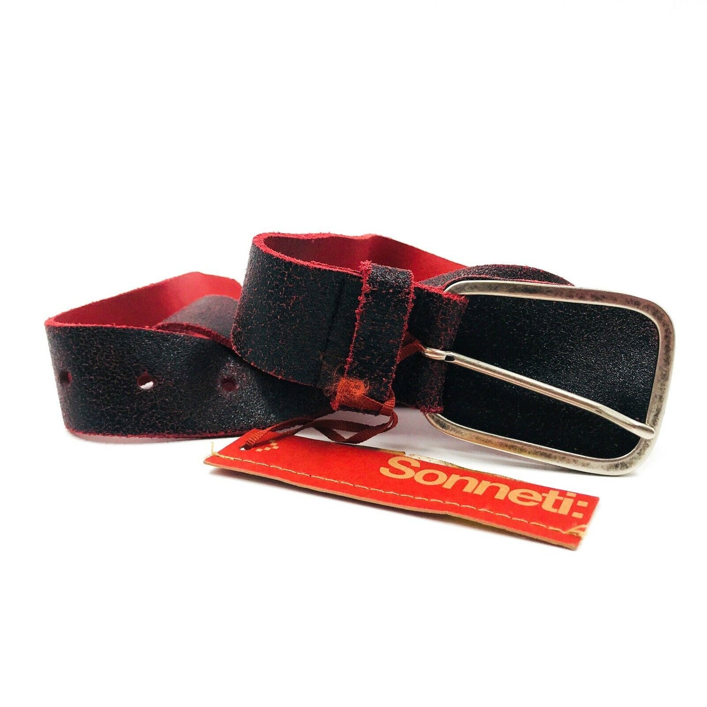 Sonneti Ceinture en cuir rouge noir de haute qualité Taille 34 po.